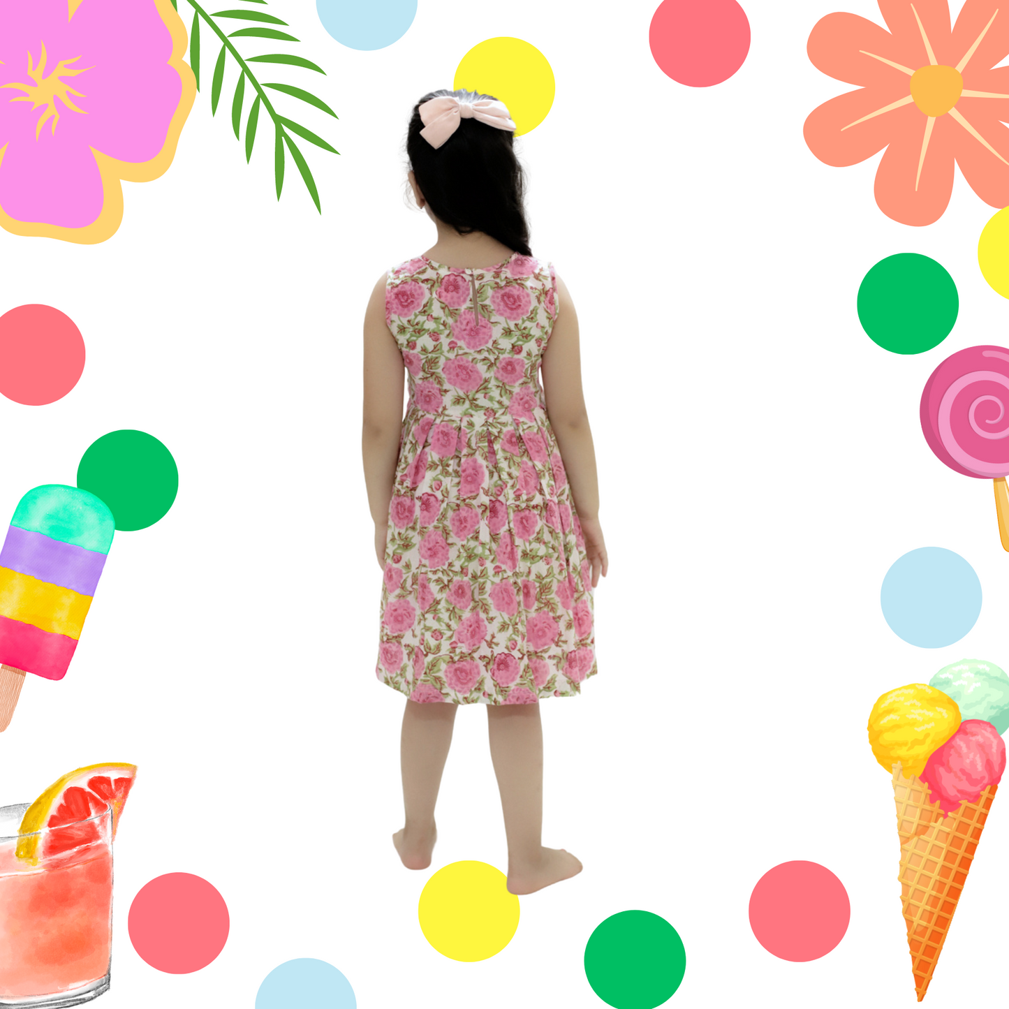 Pink Rose Front Tie Dress