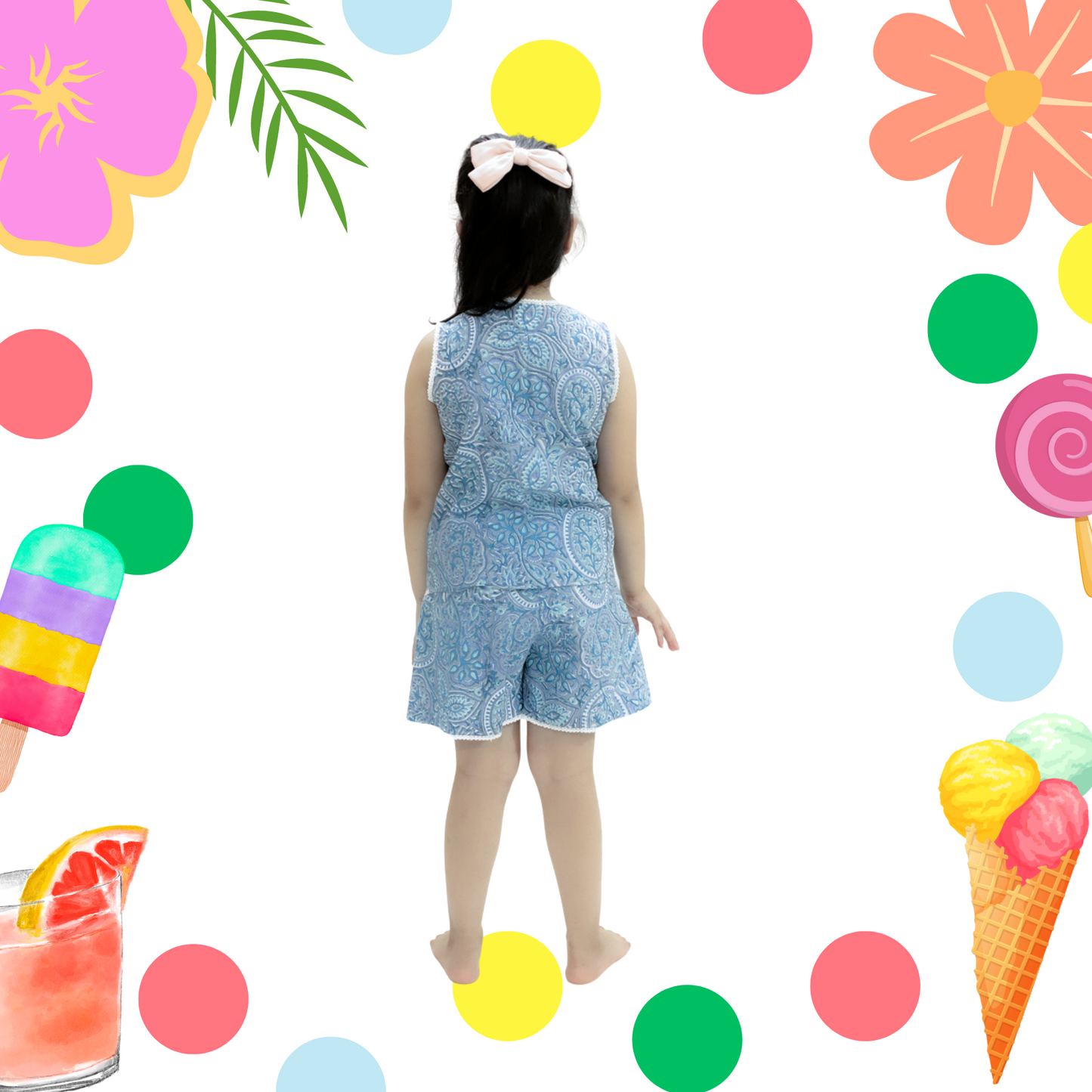 Block Print Grey Blue Coord Set
