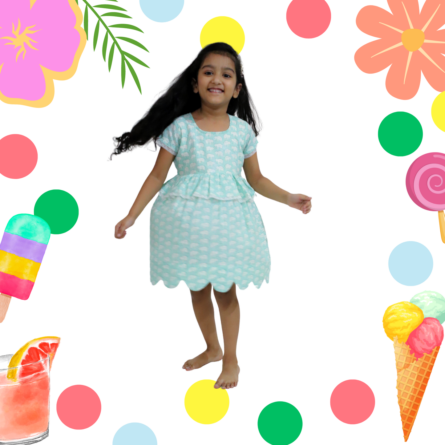 Mint Elephant Dress