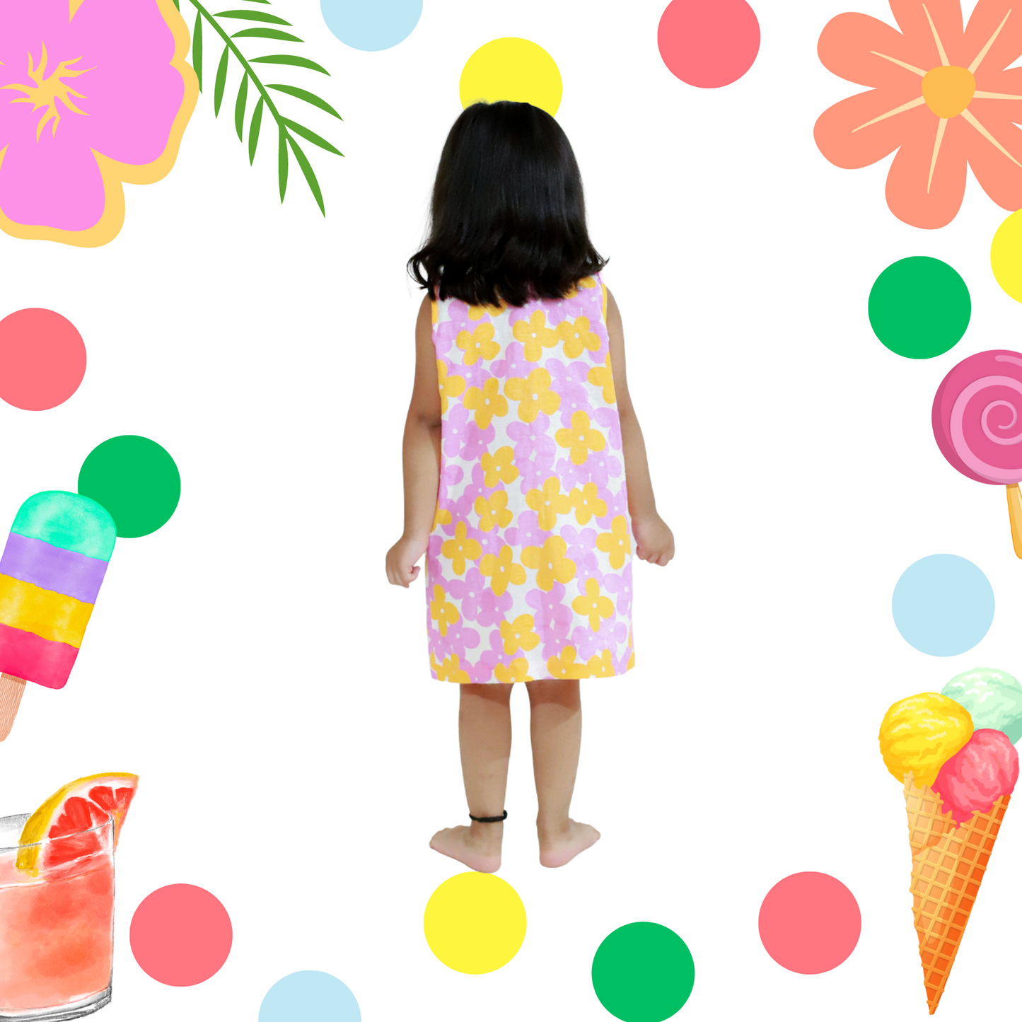 Pink Orange BIg Flower Dress