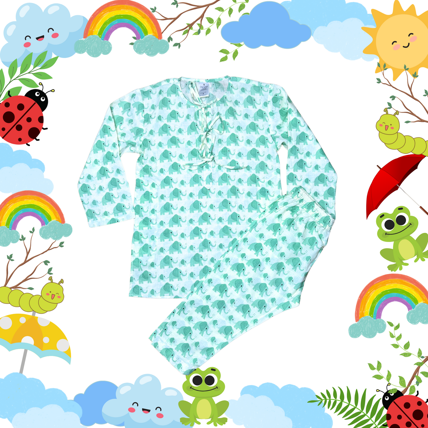 Green Elephant Pyjama Set