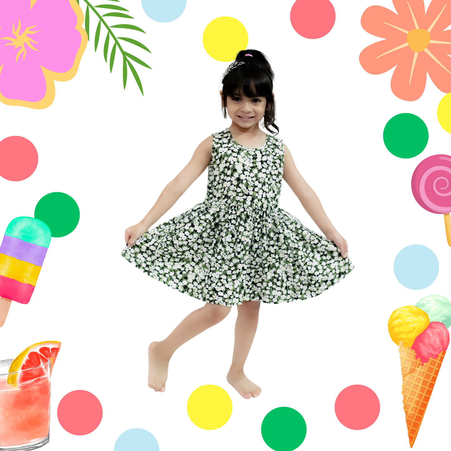 Black White Floral Dress