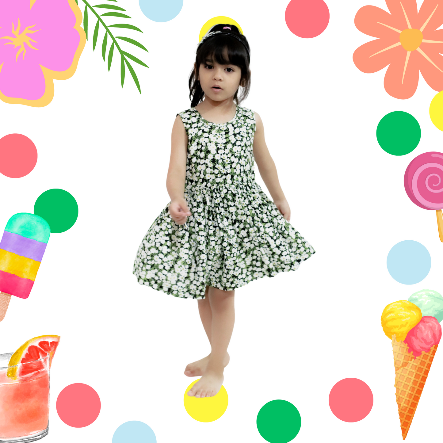 Black White Floral Dress