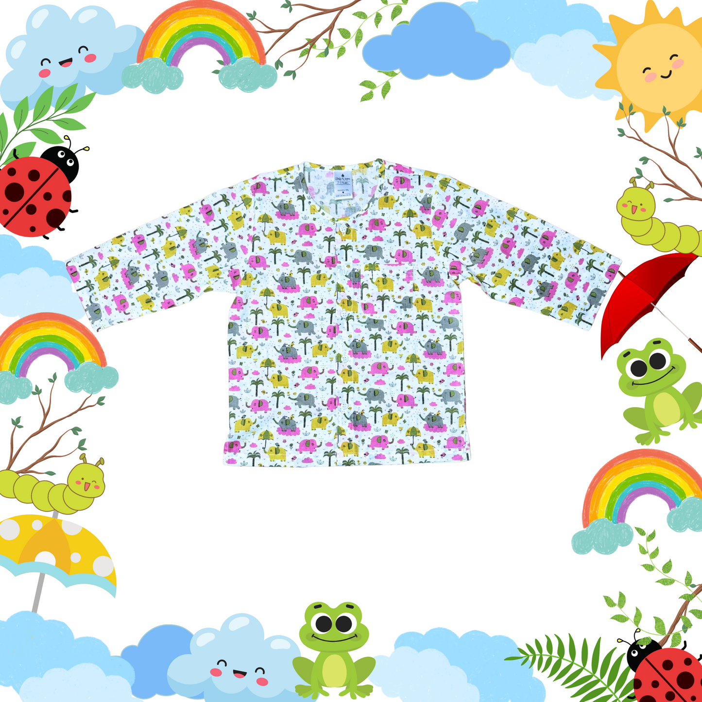 Multicolor Elephant Party Short Set