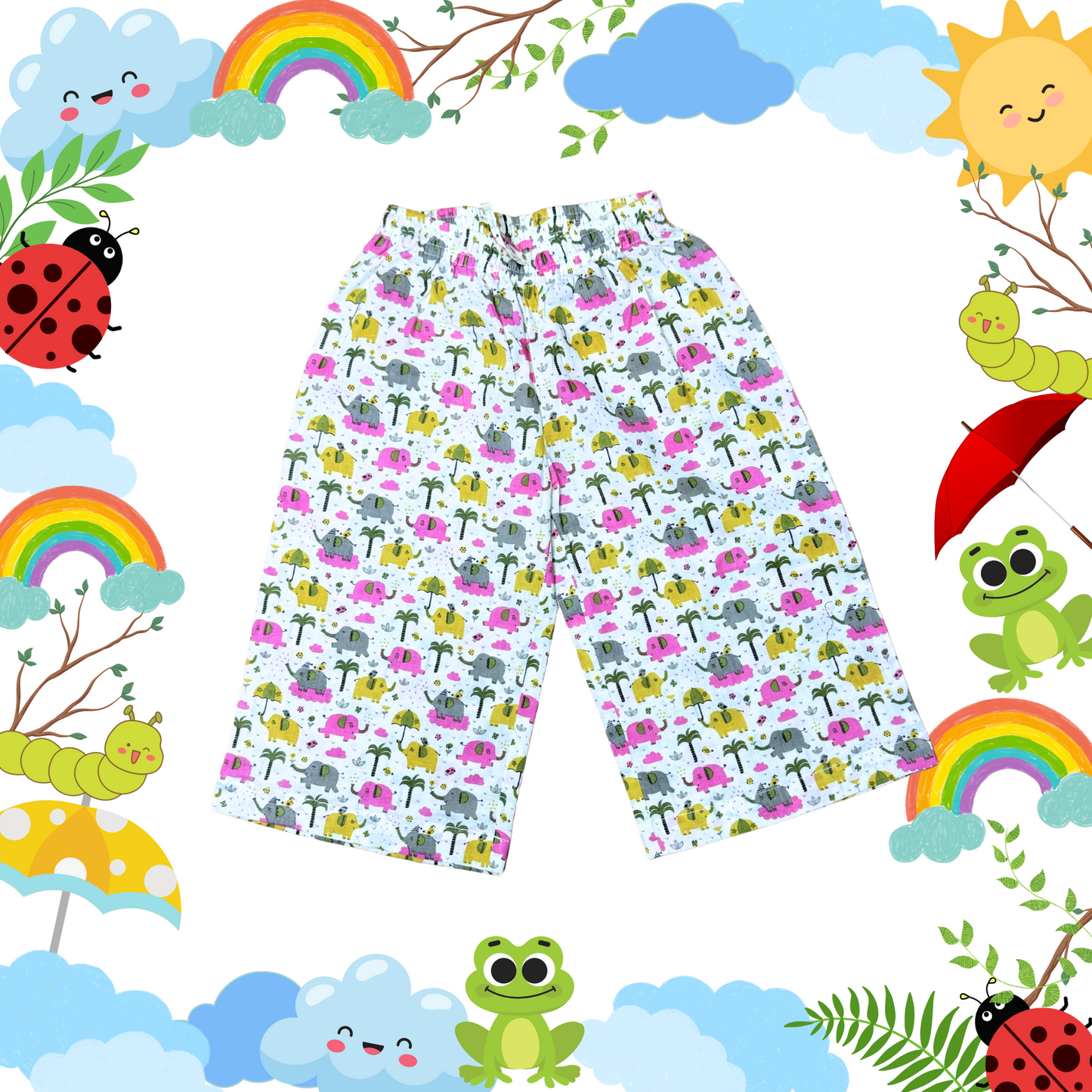 Multicolor Elephant Party Pyjama Set