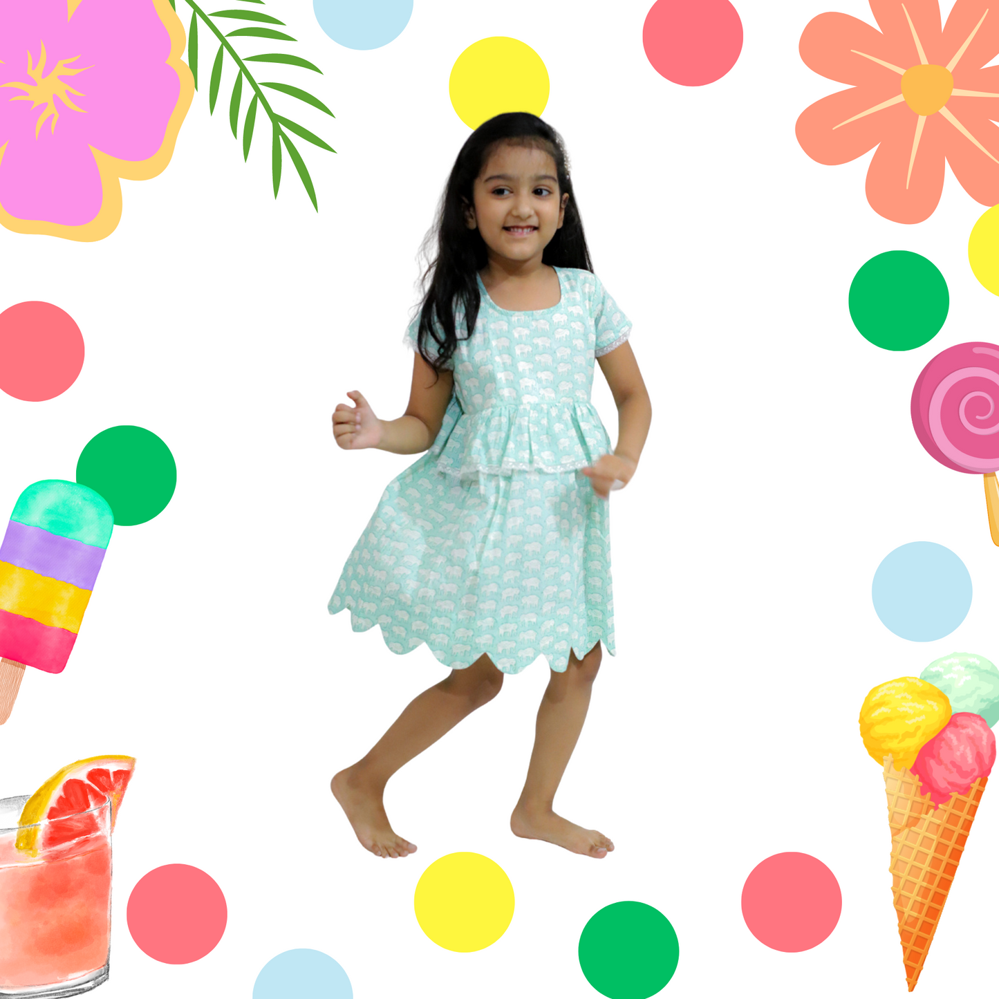 Mint Elephant Dress