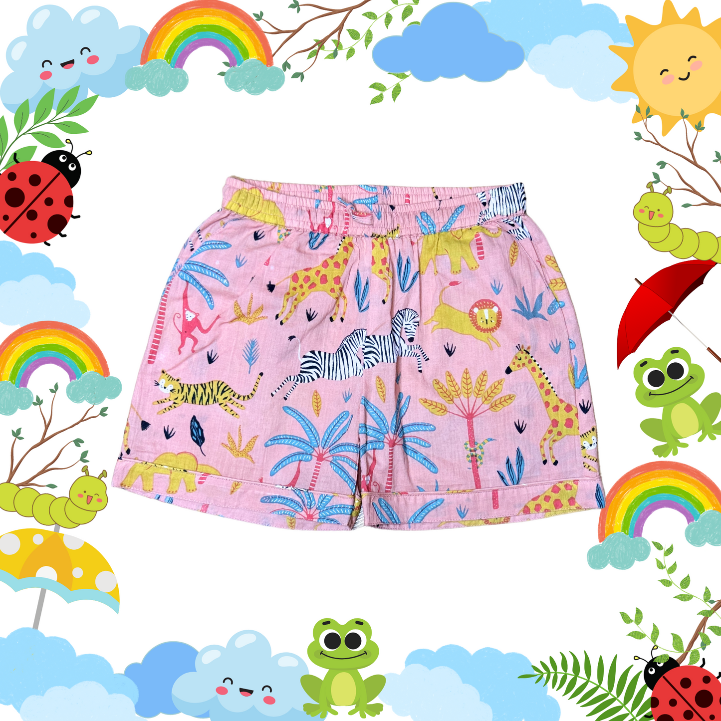 Peach Jungle Party Shorts Set