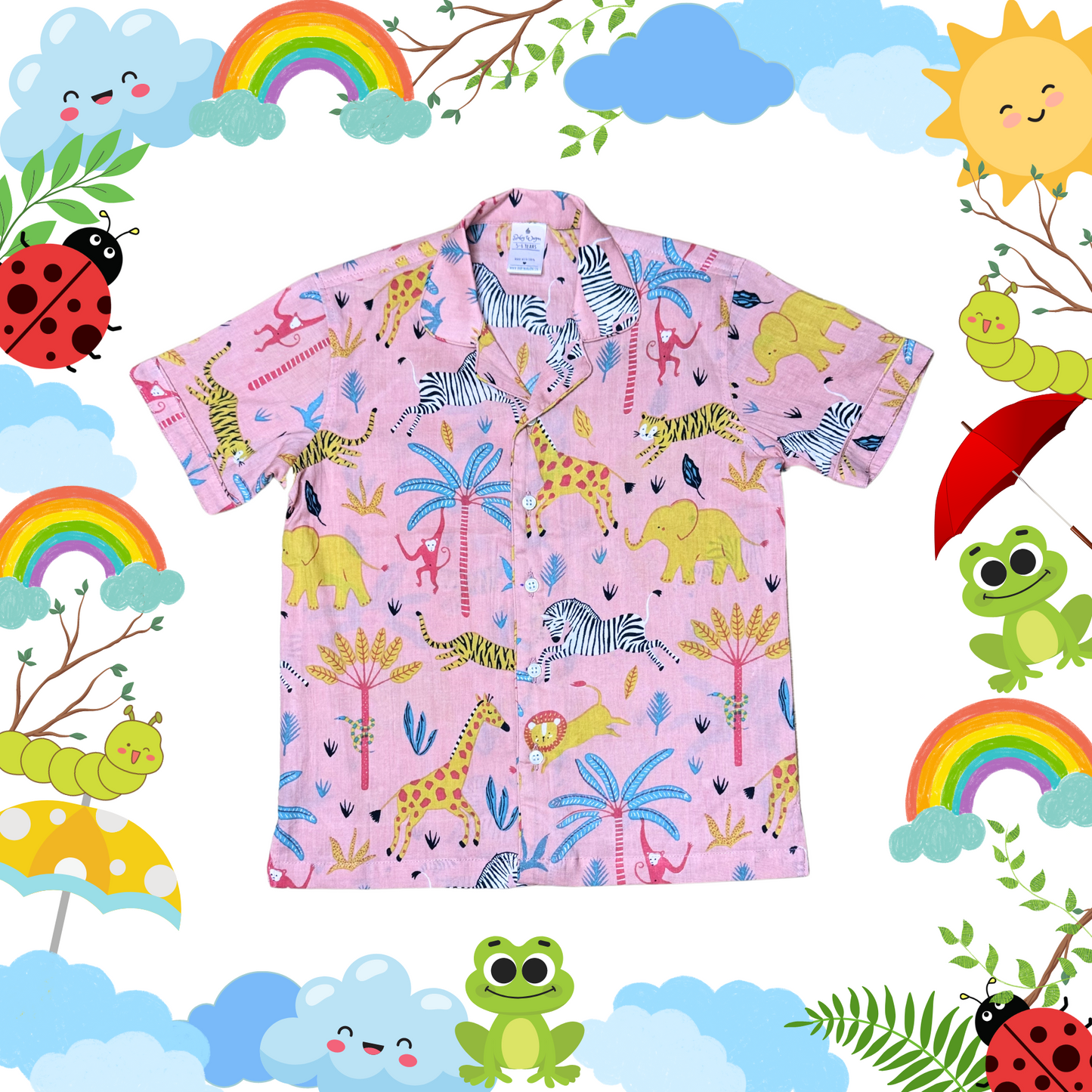 Peach Jungle Party Shorts Set