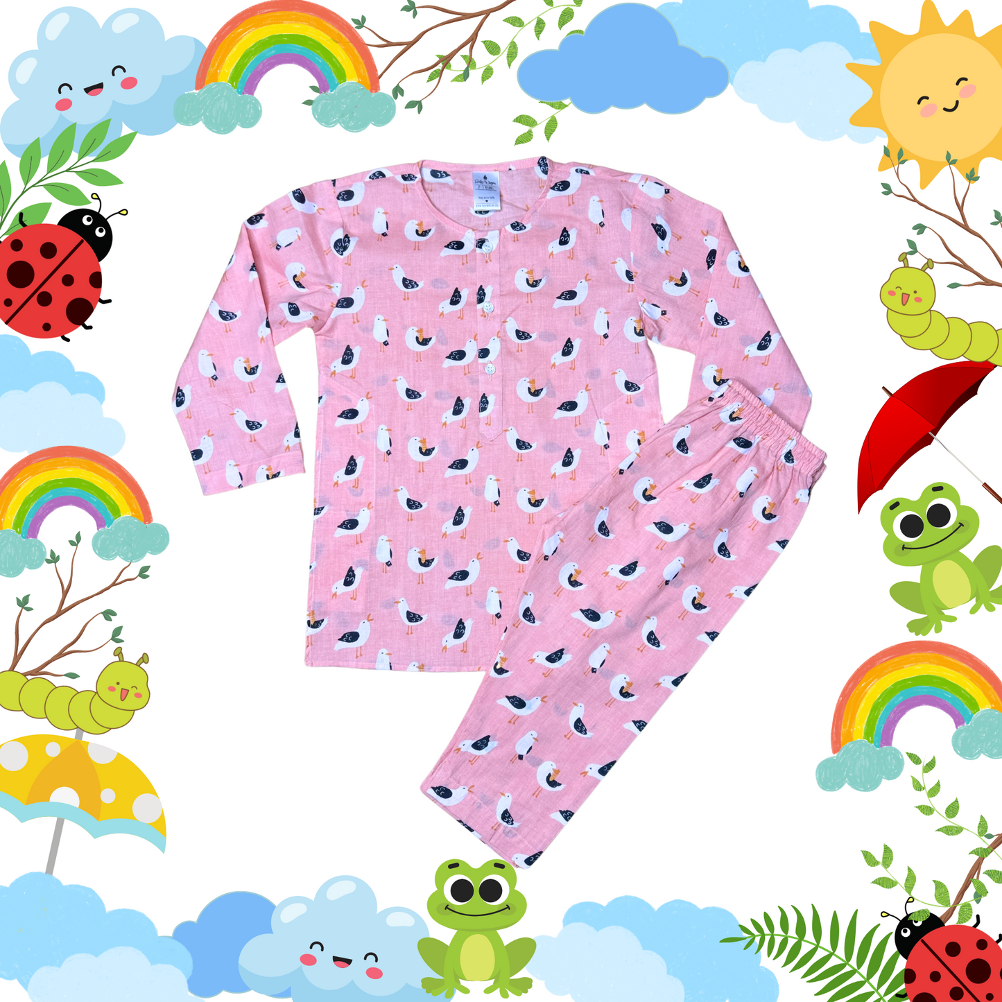 Pink Birdie Pyjama Set