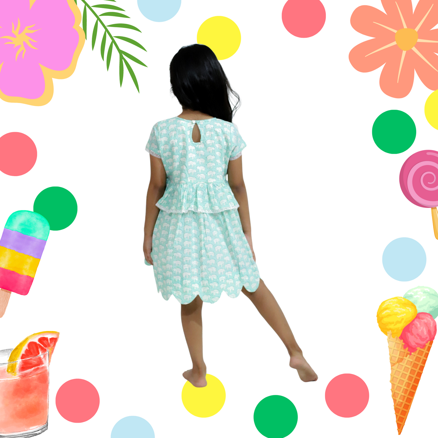 Mint Elephant Dress