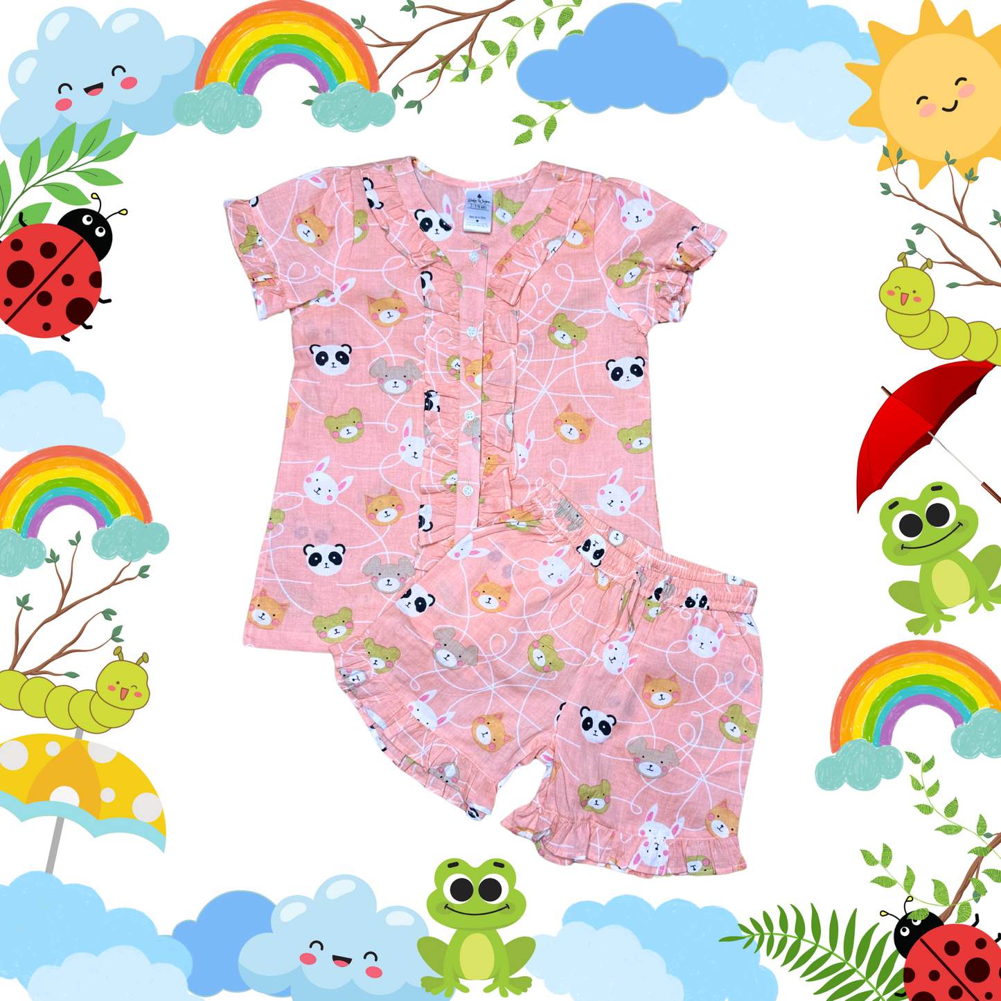Peach Teddy Shorts Set