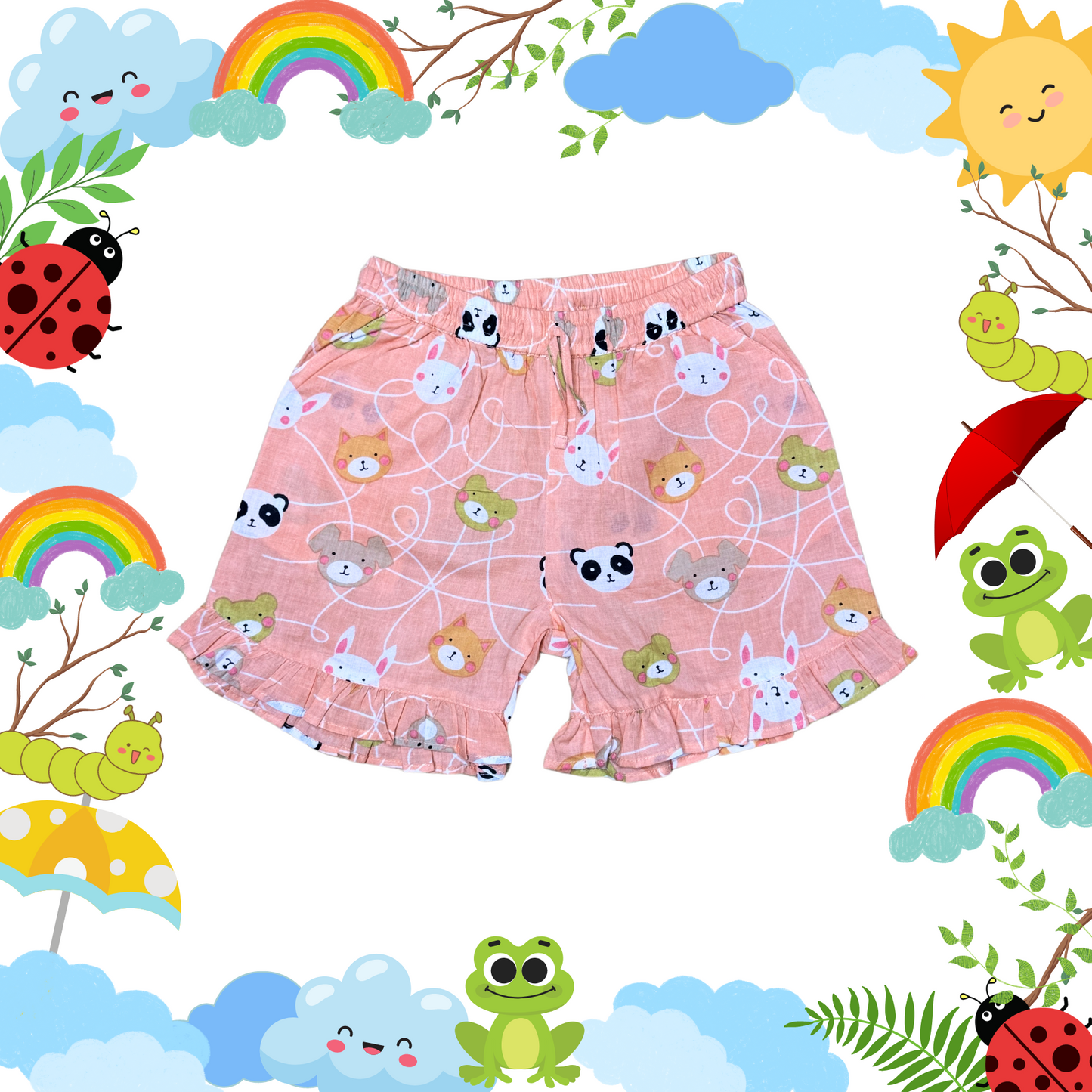 Peach Teddy Shorts Set