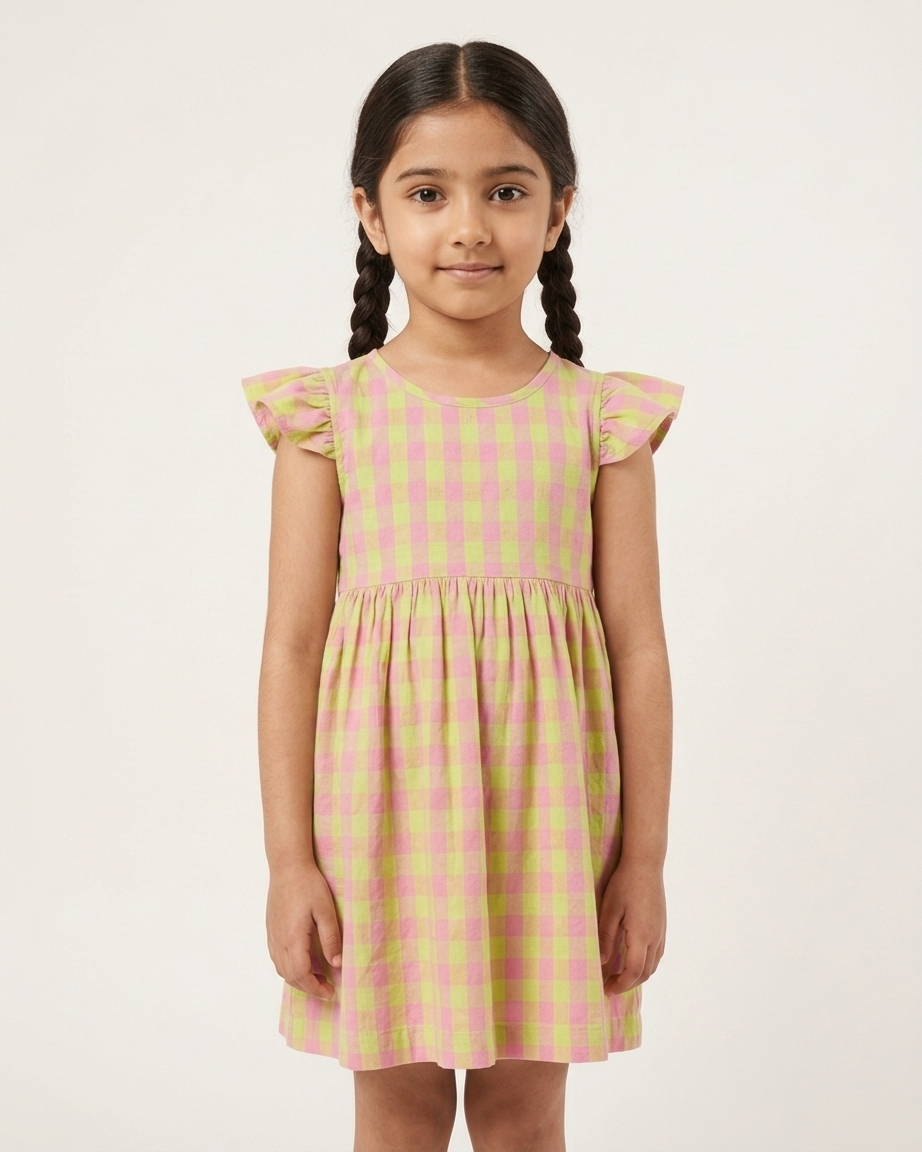 Pink Green Check Dress