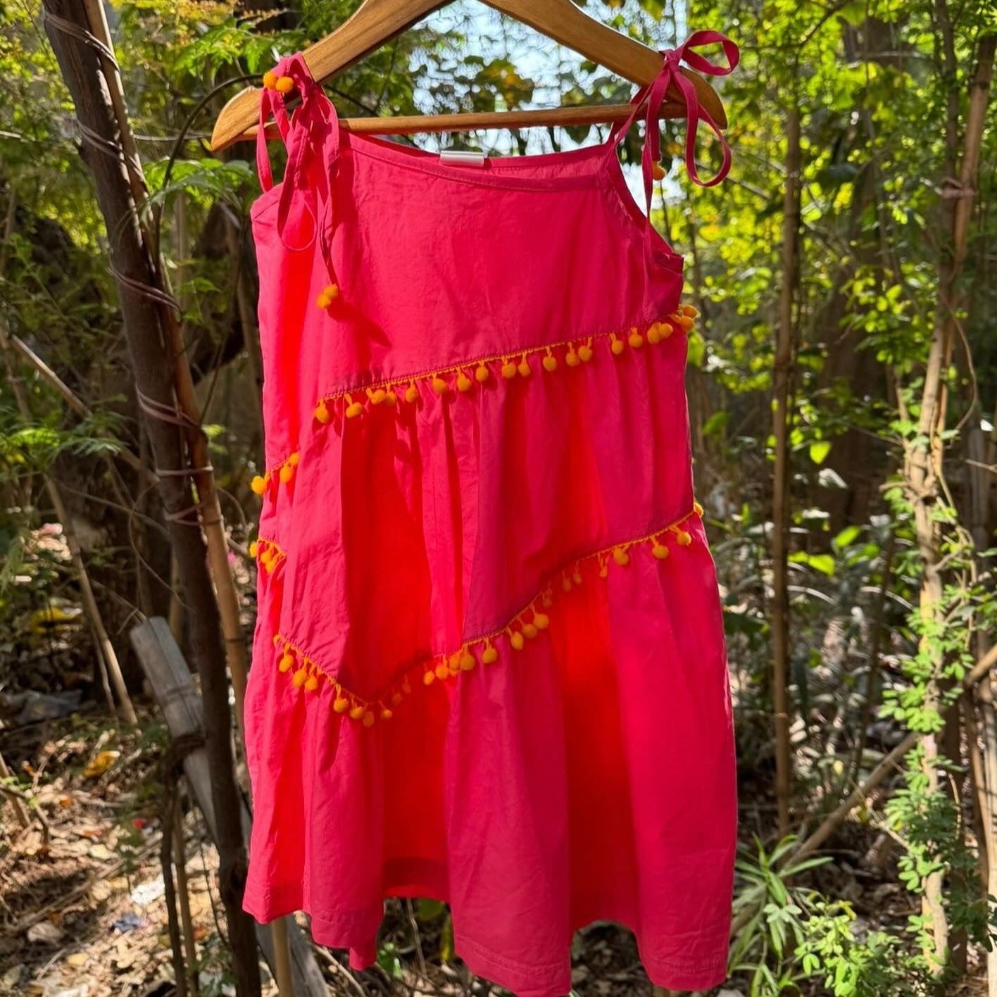 Pink Yellow Pom Pom Dress