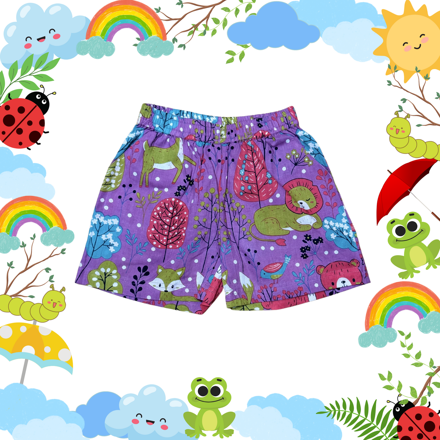 Purple Forest Club Shorts Set