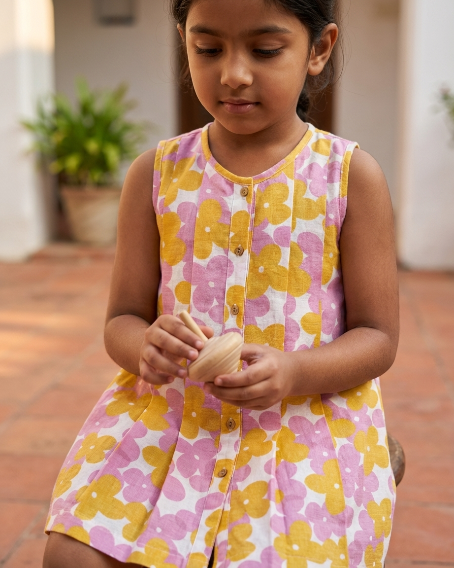 Pink Orange Big Flower Dress