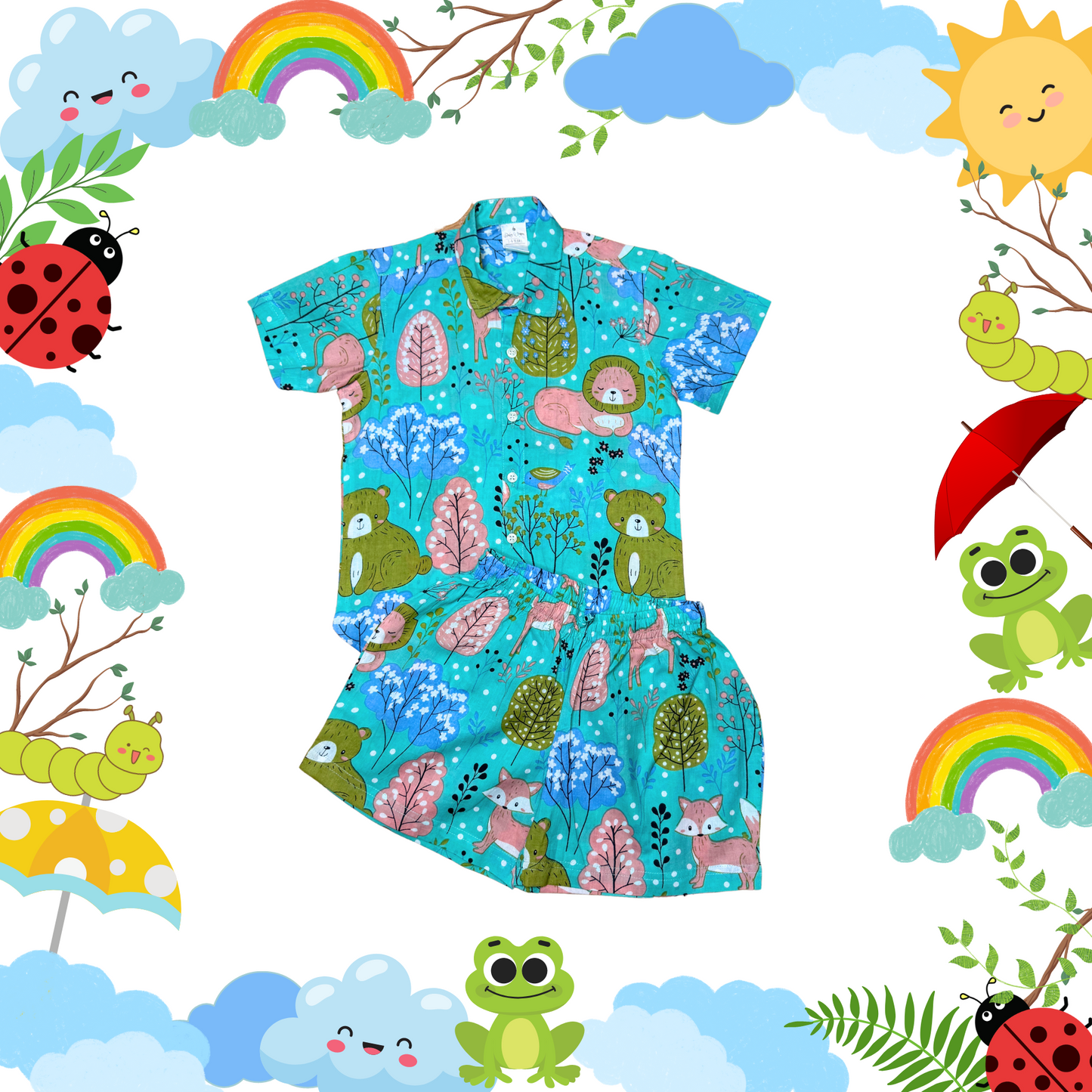 Green Forest Club Shorts Set