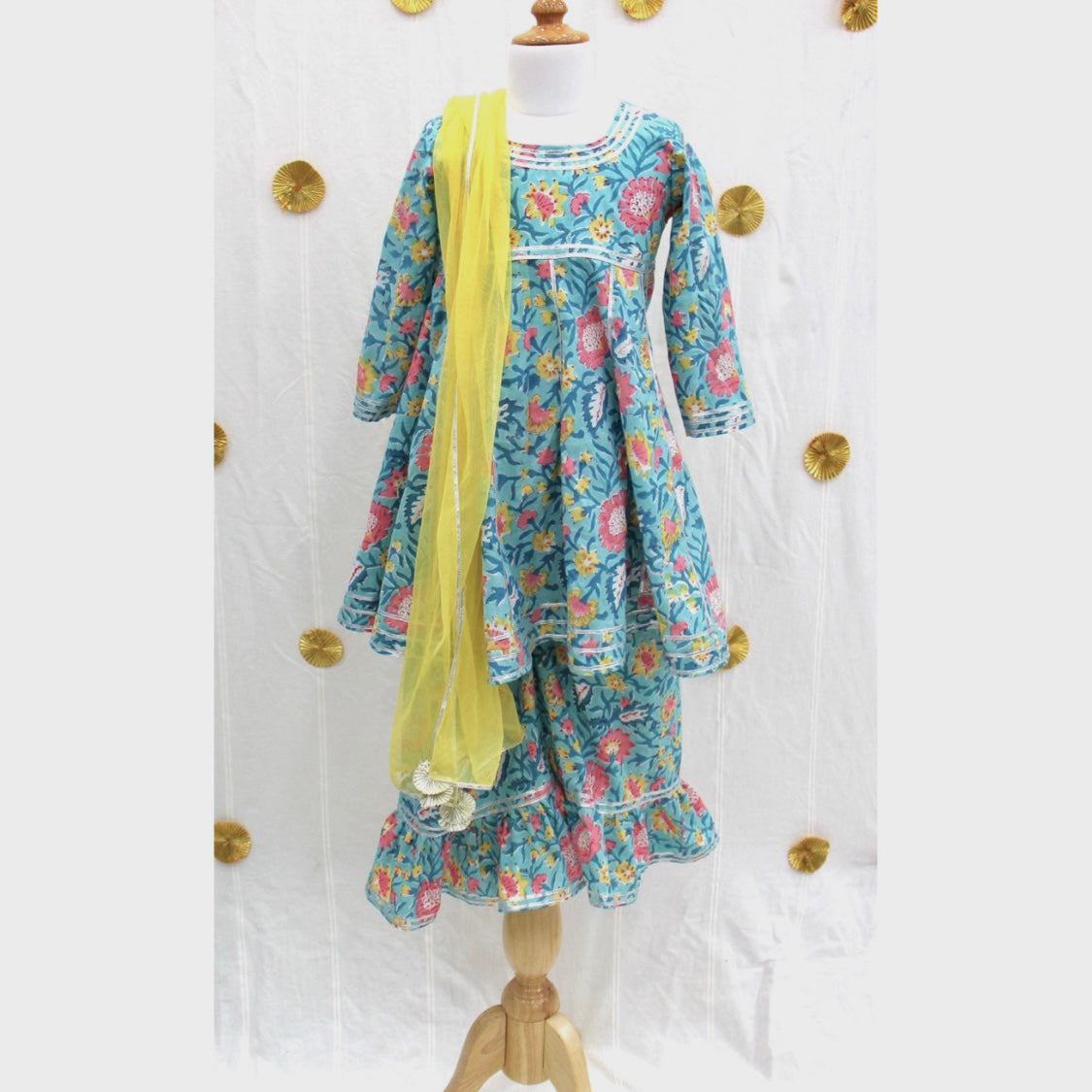 Sky Blue Floral Sharara Set