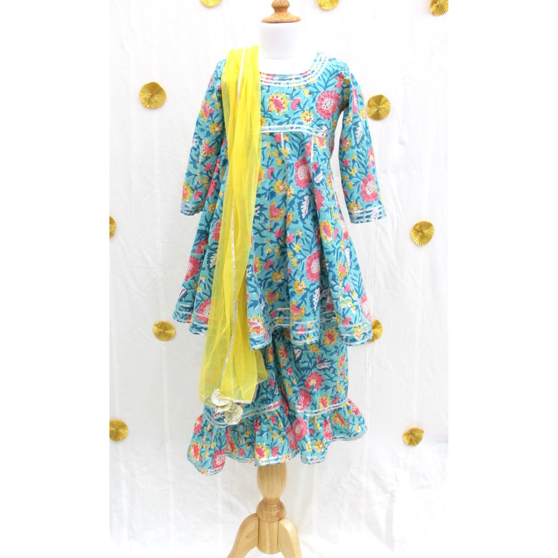 Sky Blue Floral Sharara Set