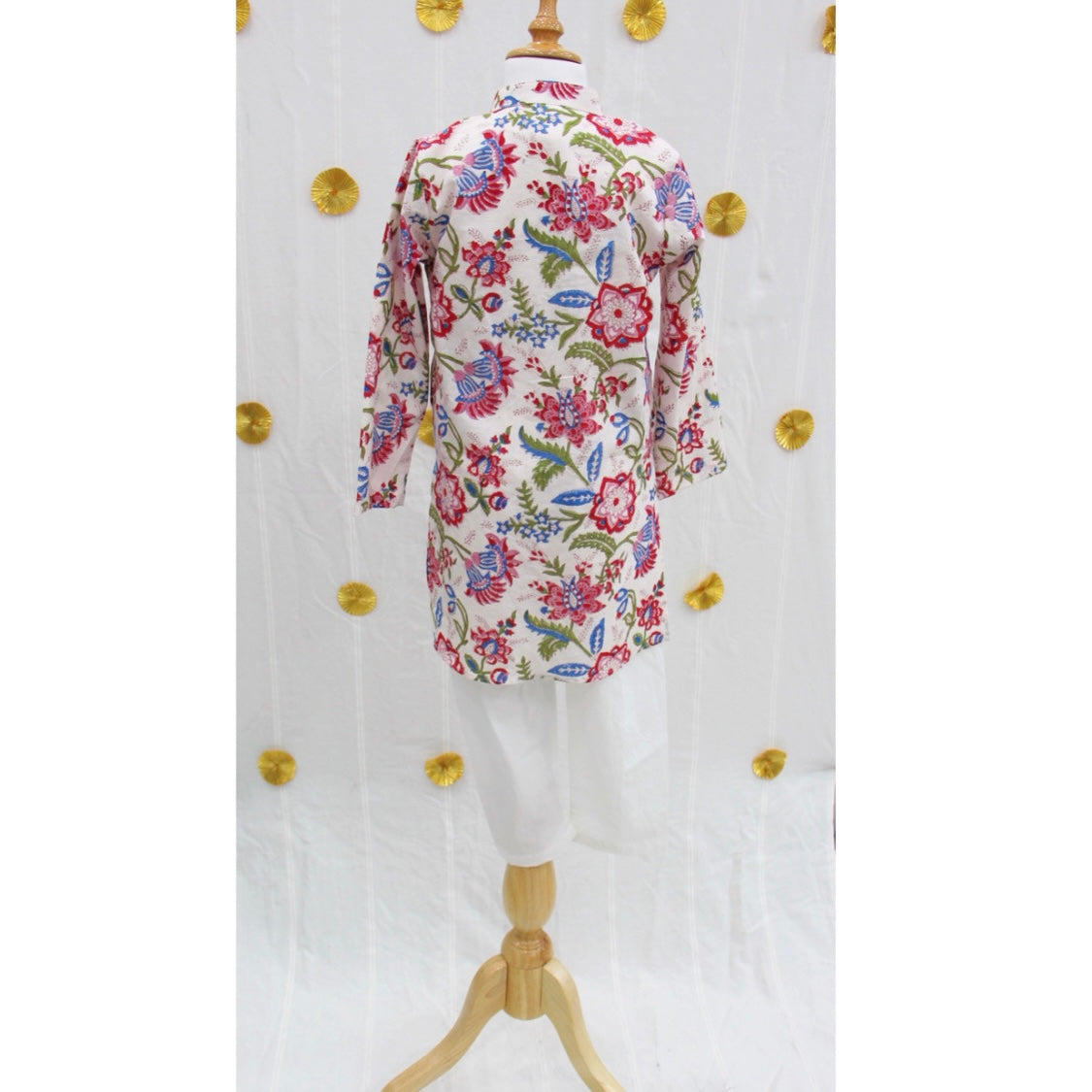 White Floral Block Print Kurta