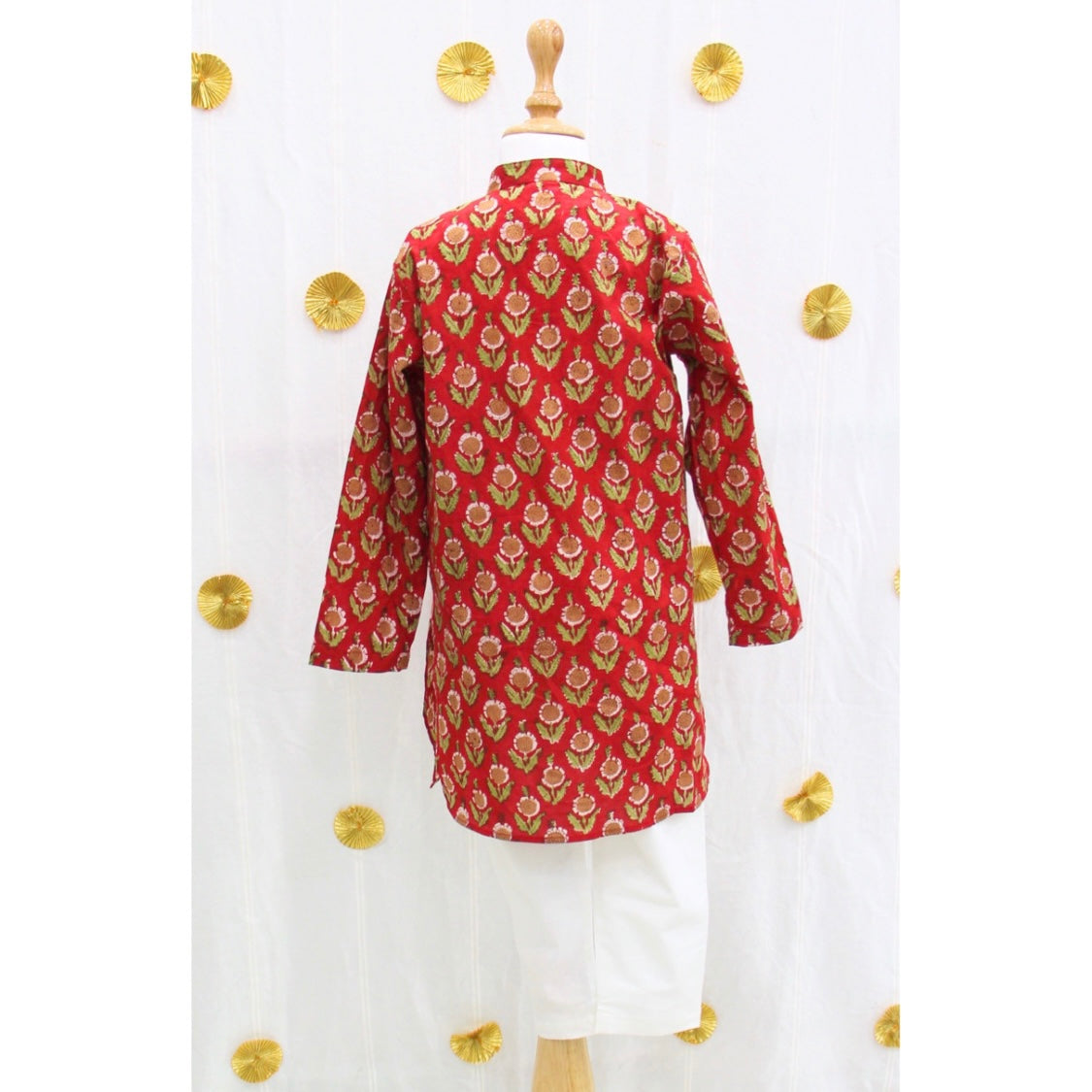 Red Block Print Kurta