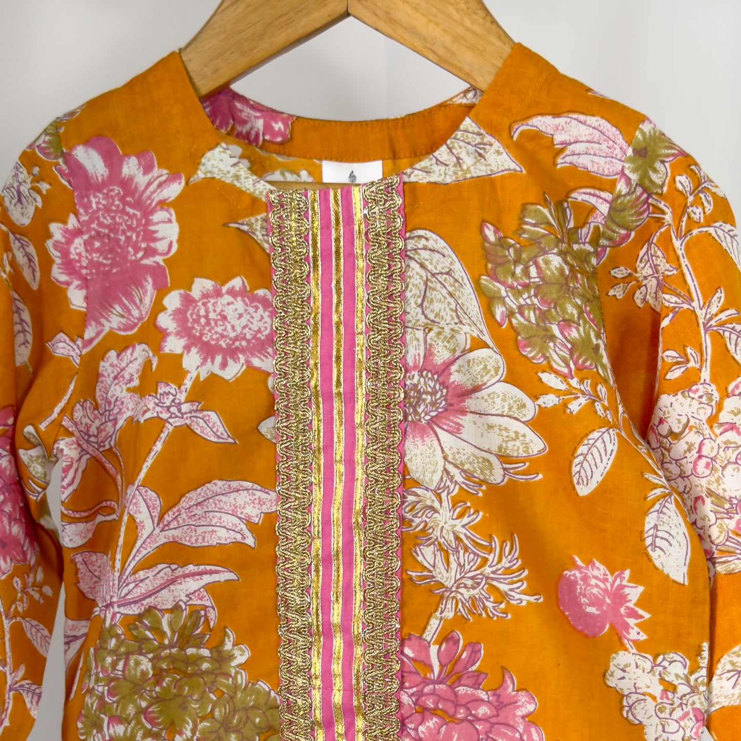 Aadhwika- mustard pink floral shahrara set