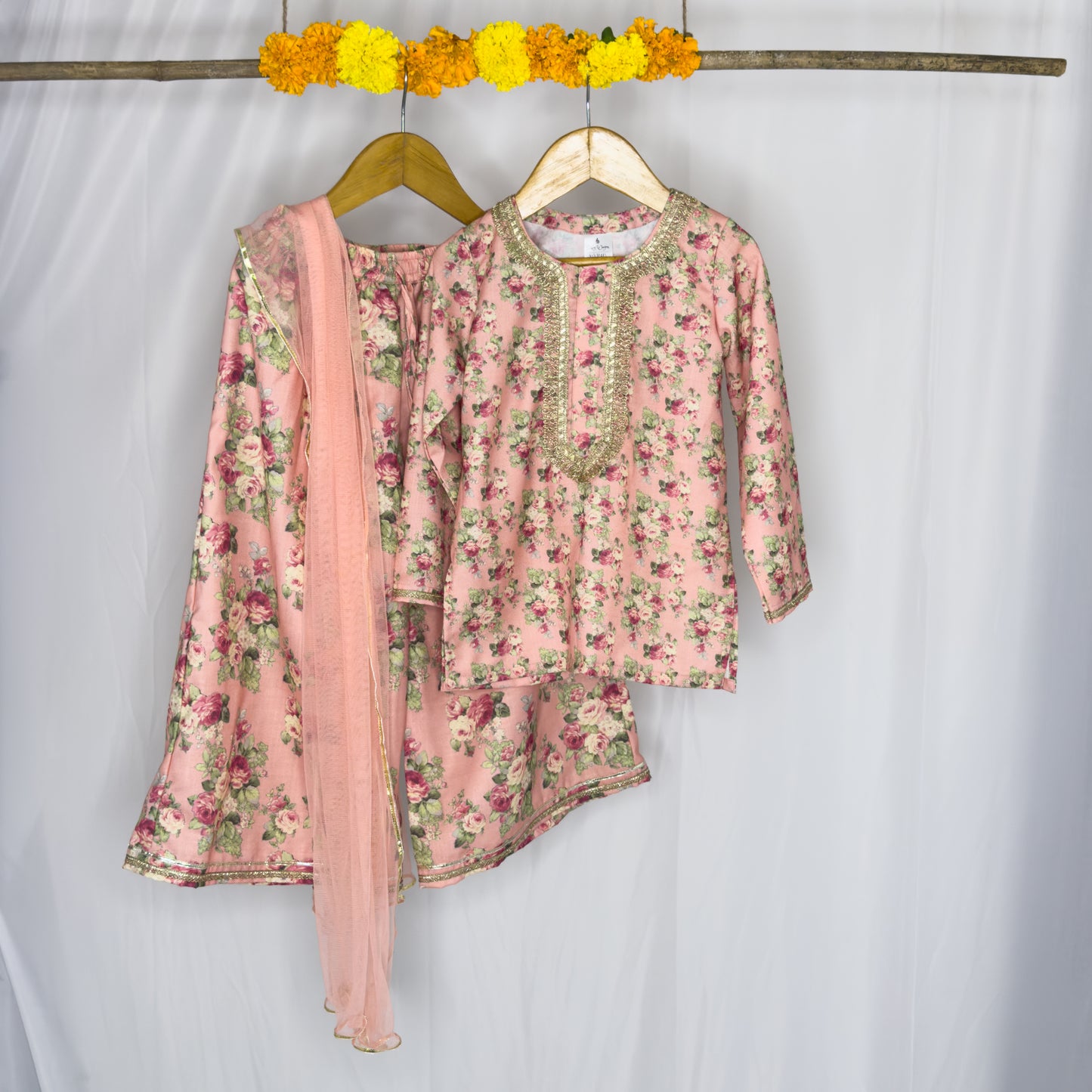 Samaya- a peach floral gharara set