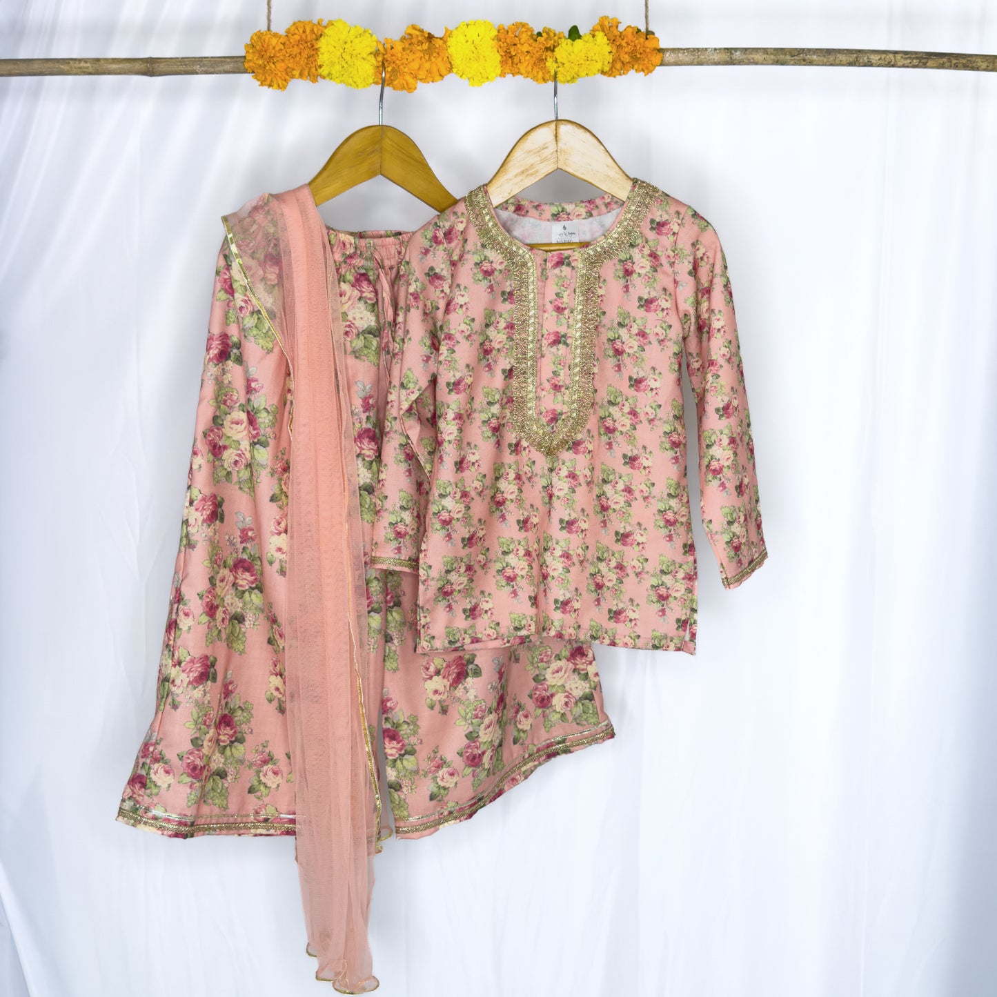 Samaya- a peach floral gharara set
