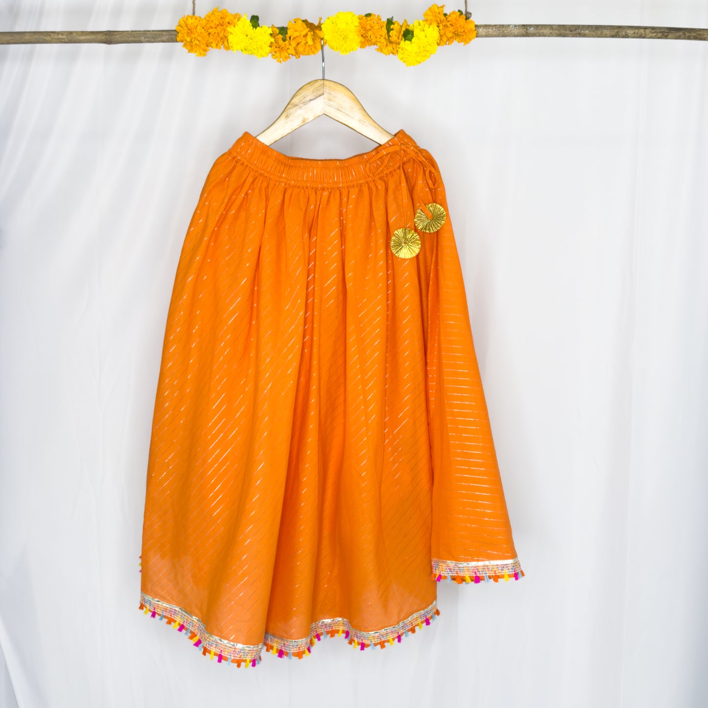 Shambhavi - orange mul lehenga