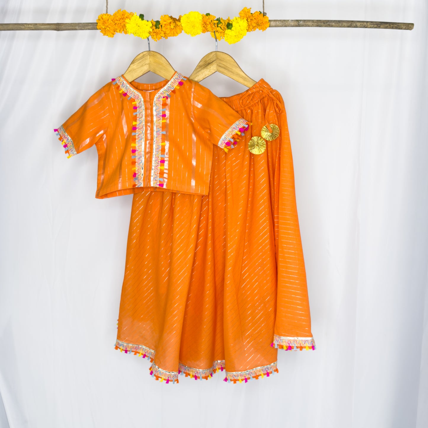 Shambhavi - orange mul lehenga
