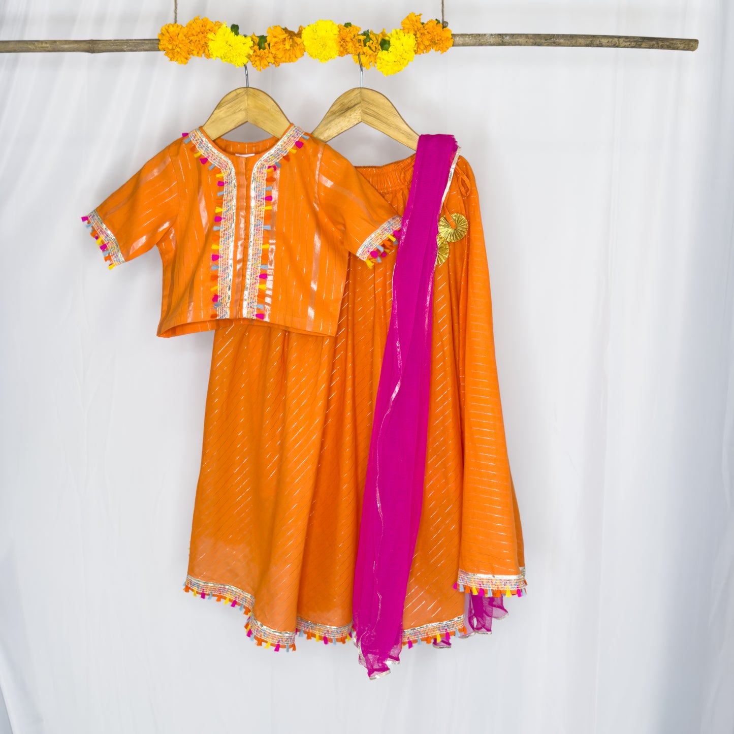 Shambhavi - orange mul lehenga