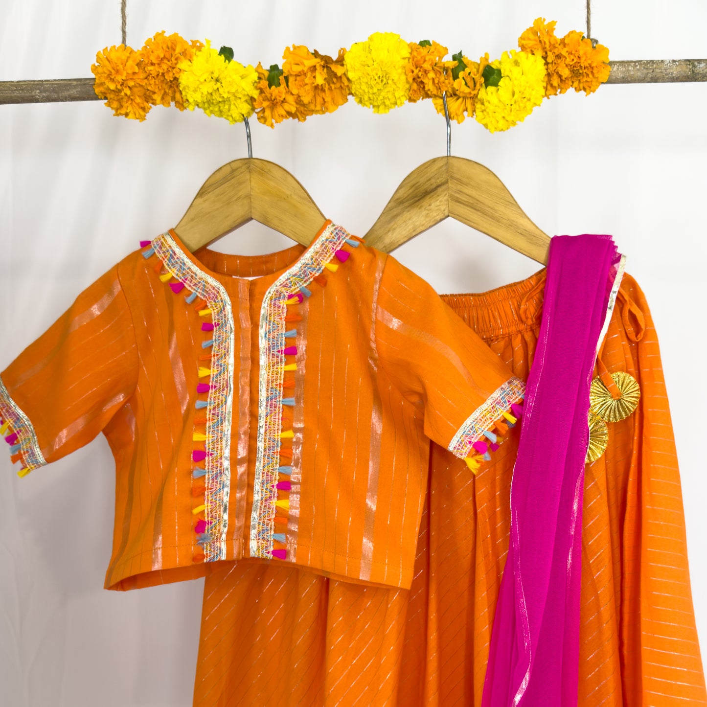Shambhavi - orange mul lehenga