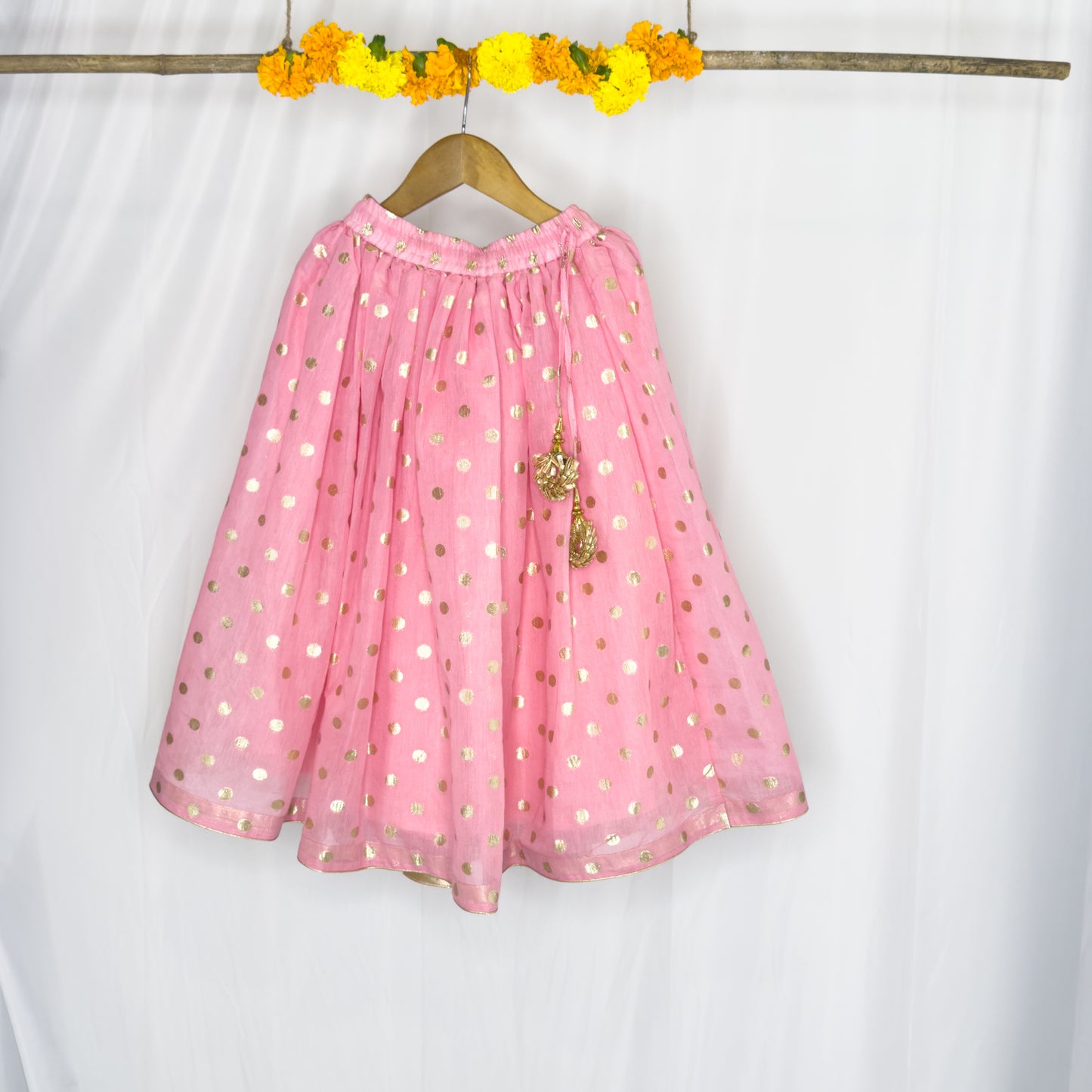Sara- banarasi polka dot chanderi lehenga