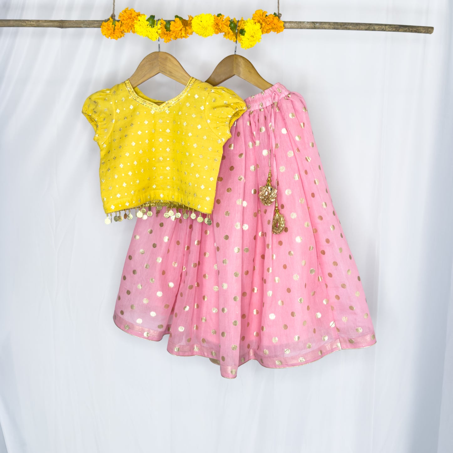 Sara- banarasi polka dot chanderi lehenga