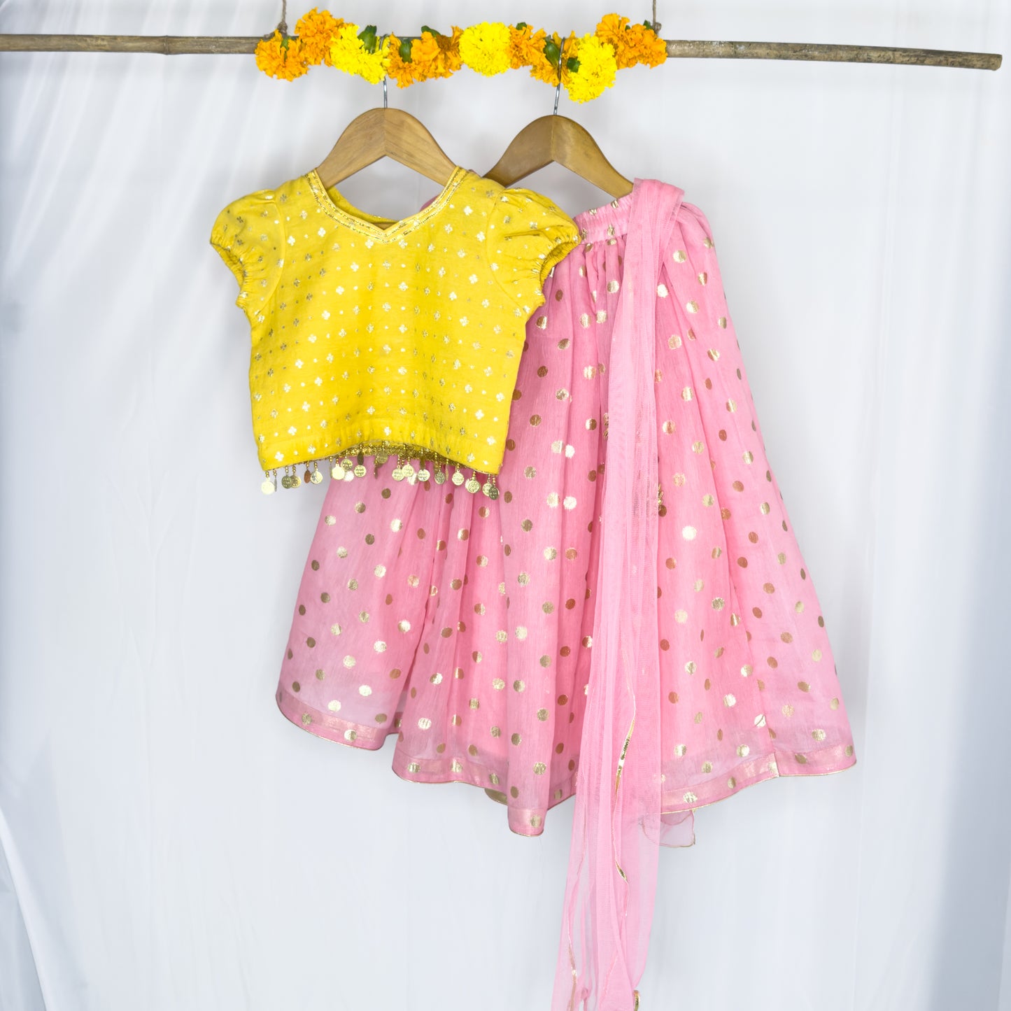 Sara- banarasi polka dot chanderi lehenga