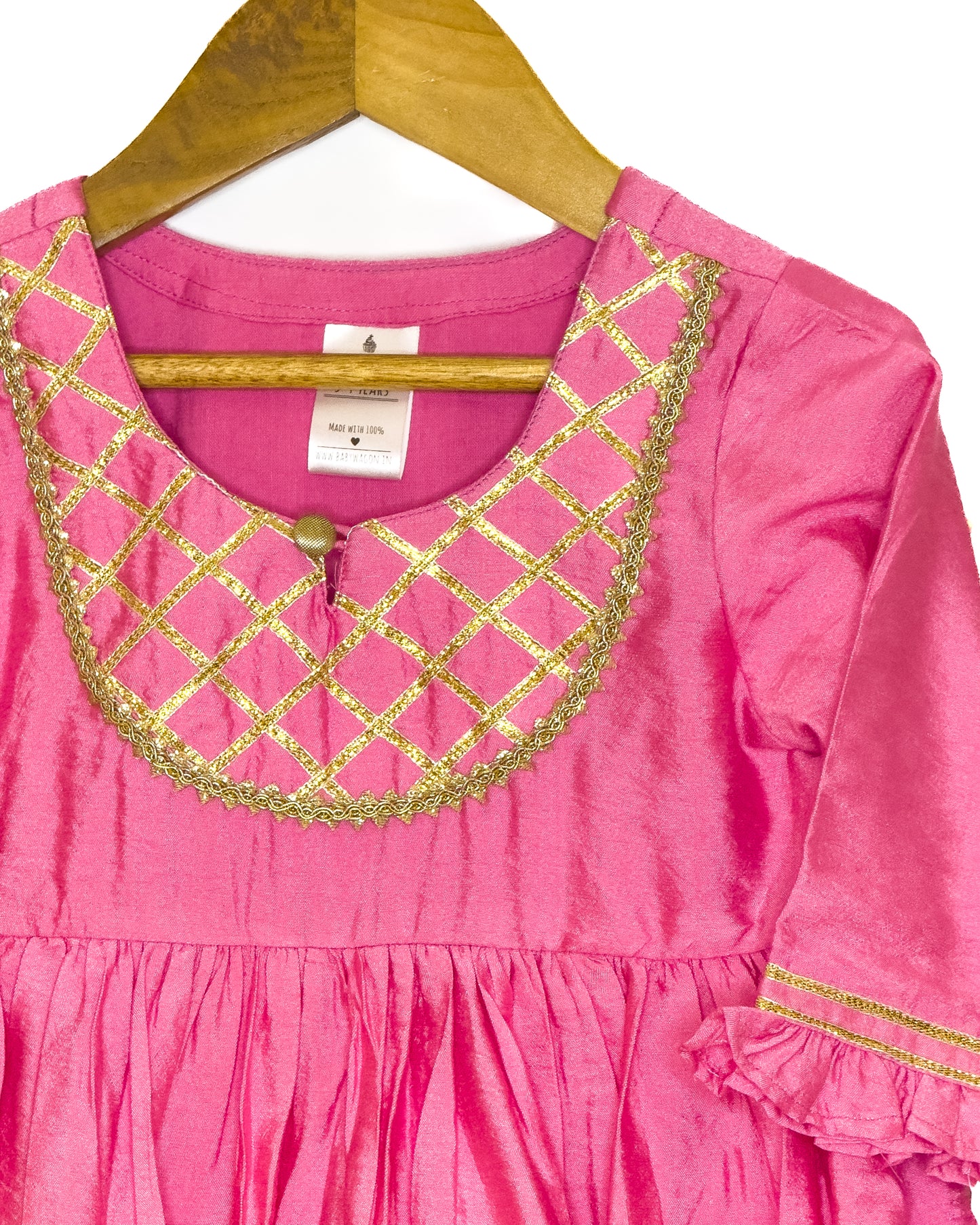 White and Pink Floral Chanderi Gharara Set