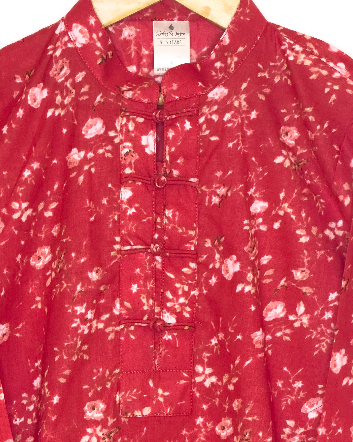 Red White Floral Kurta Set