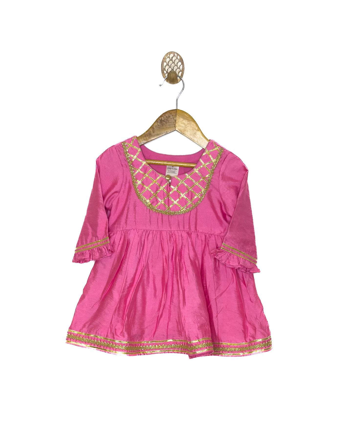 White and Pink Floral Chanderi Gharara Set