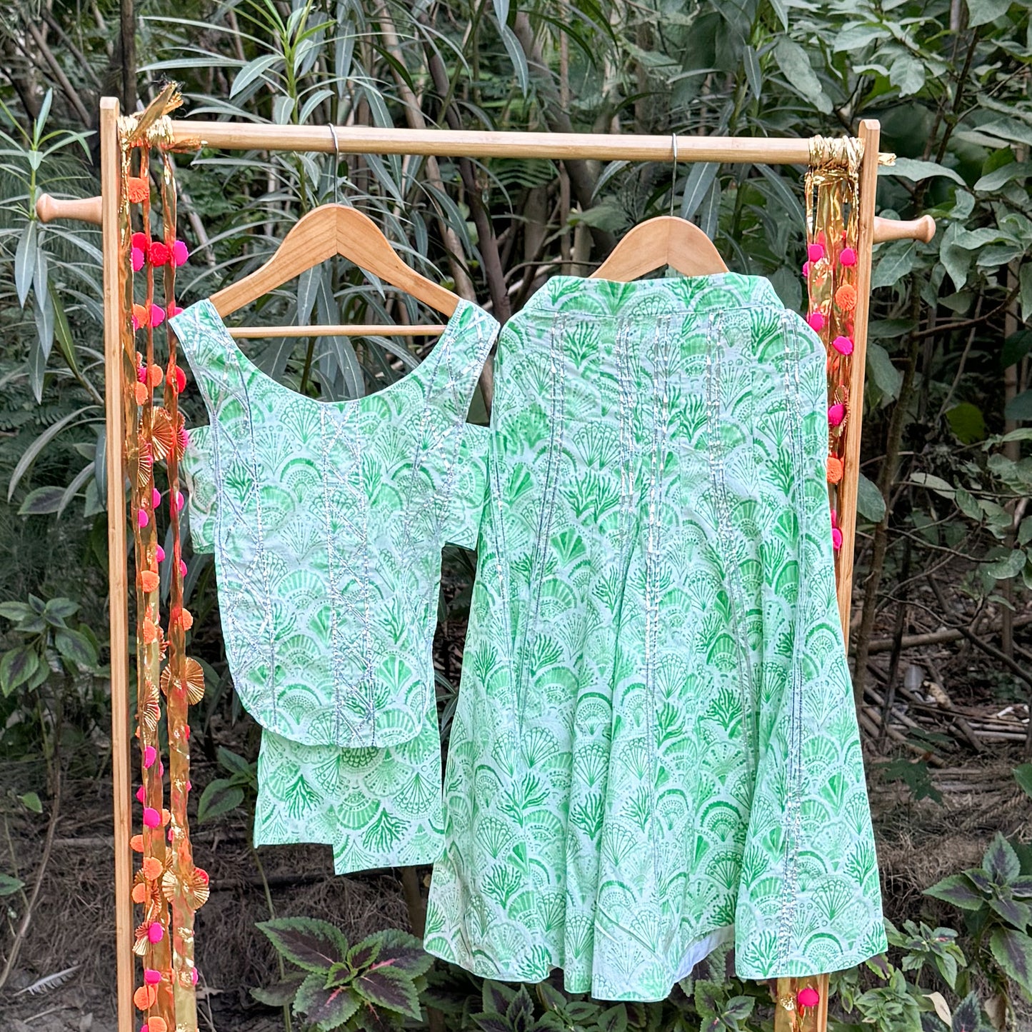 Green Ocean Life Wide Plazo Set