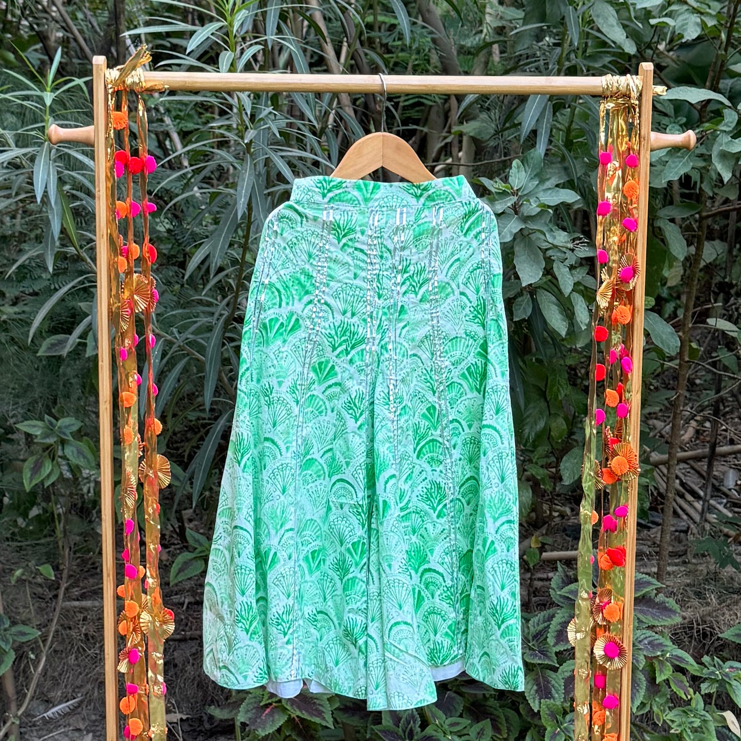 Green Ocean Life Wide Plazo Set