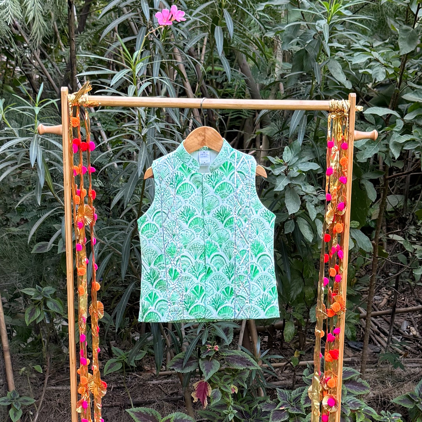 Green Ocean Life Jacket Kurta Set