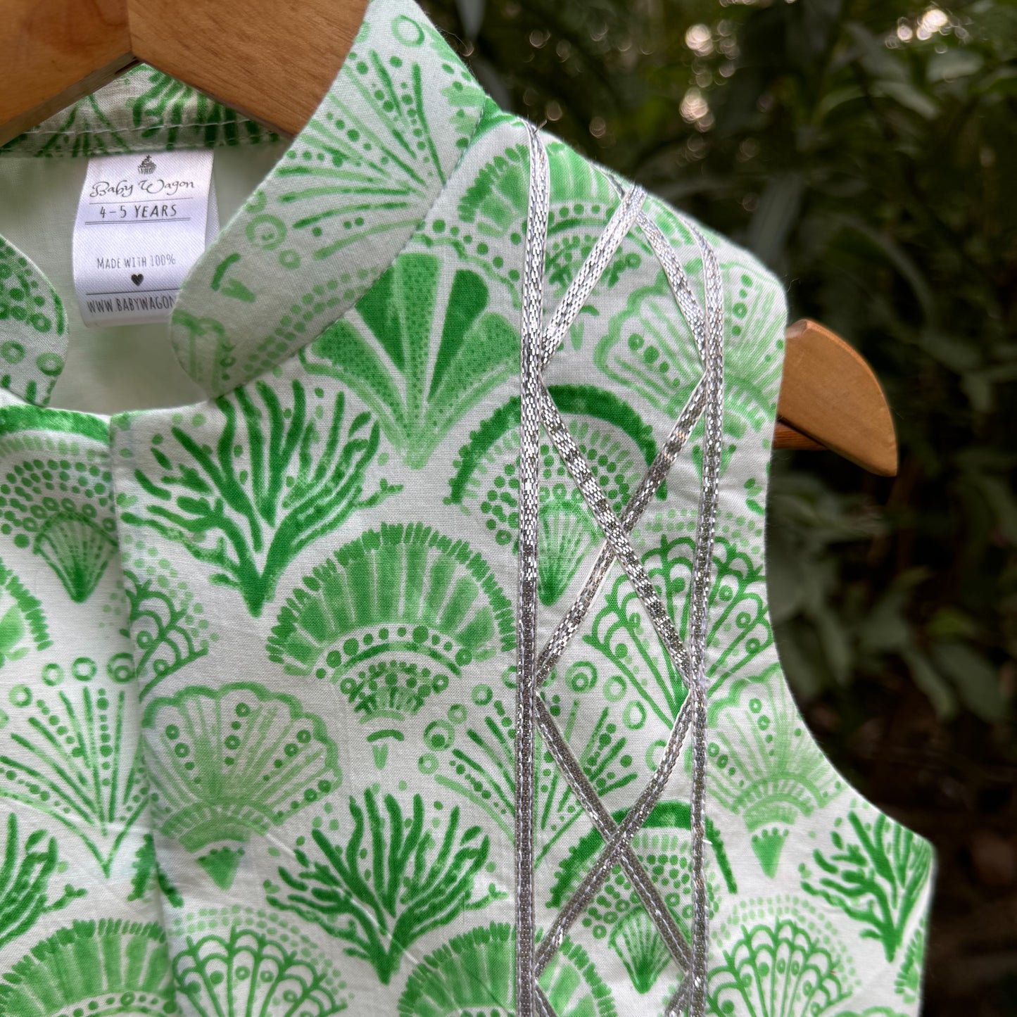 Green Ocean Life Jacket Kurta Set