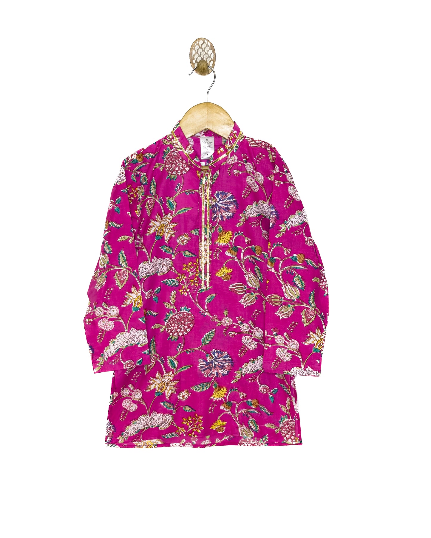 Rani Pink Floral Jaal Kurta