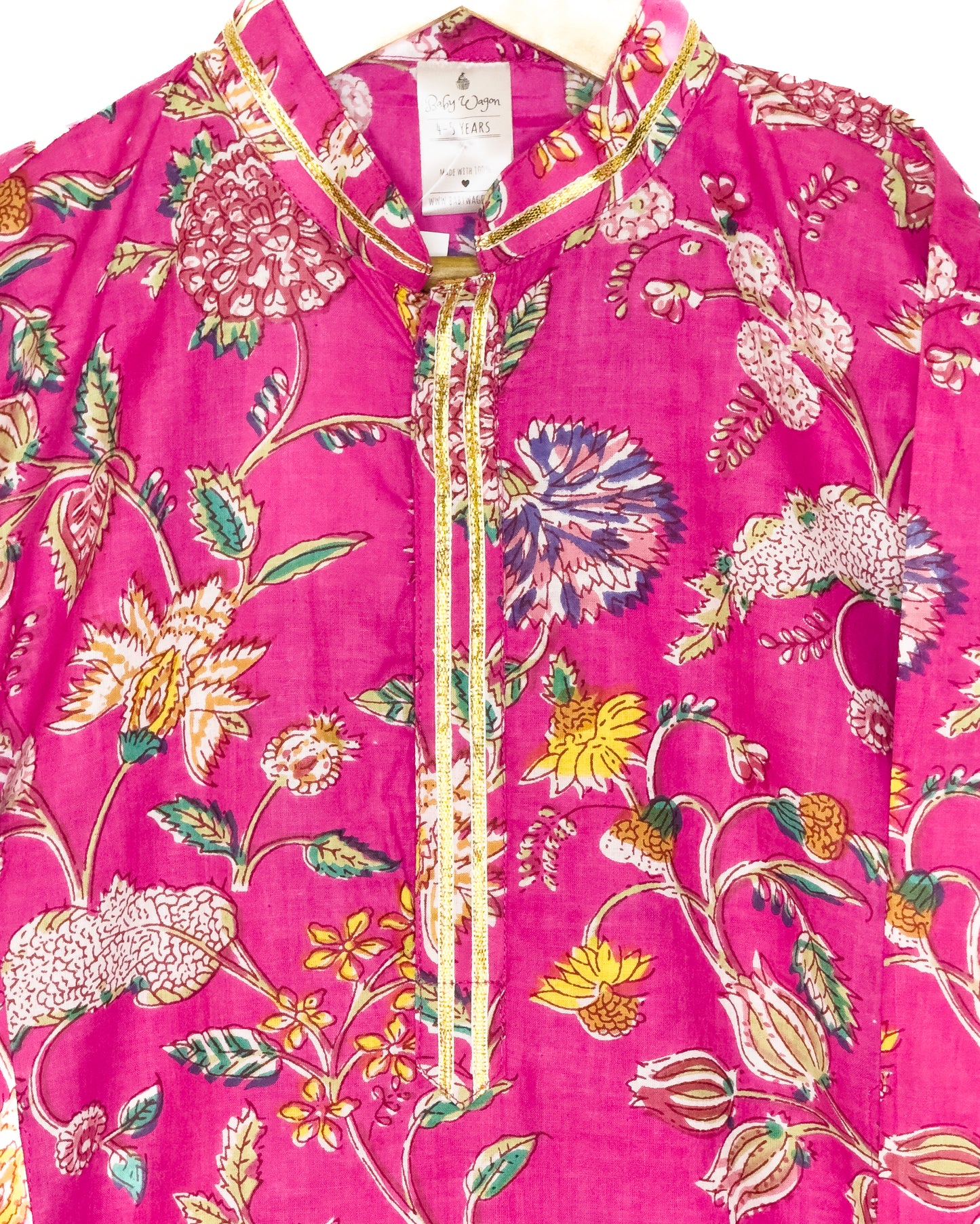 Rani Pink Floral Jaal Kurta