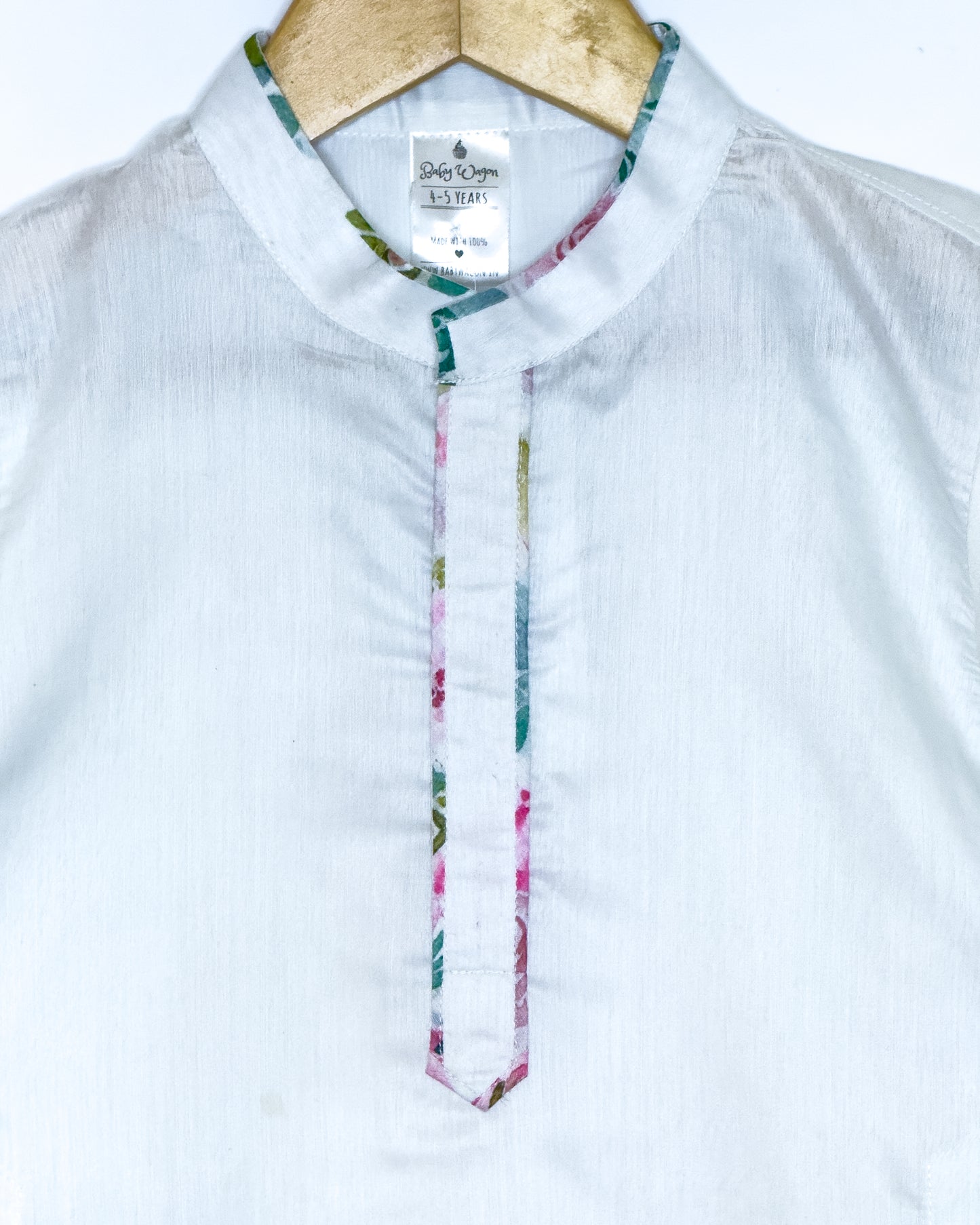 White Floral Chanderi Kurta
