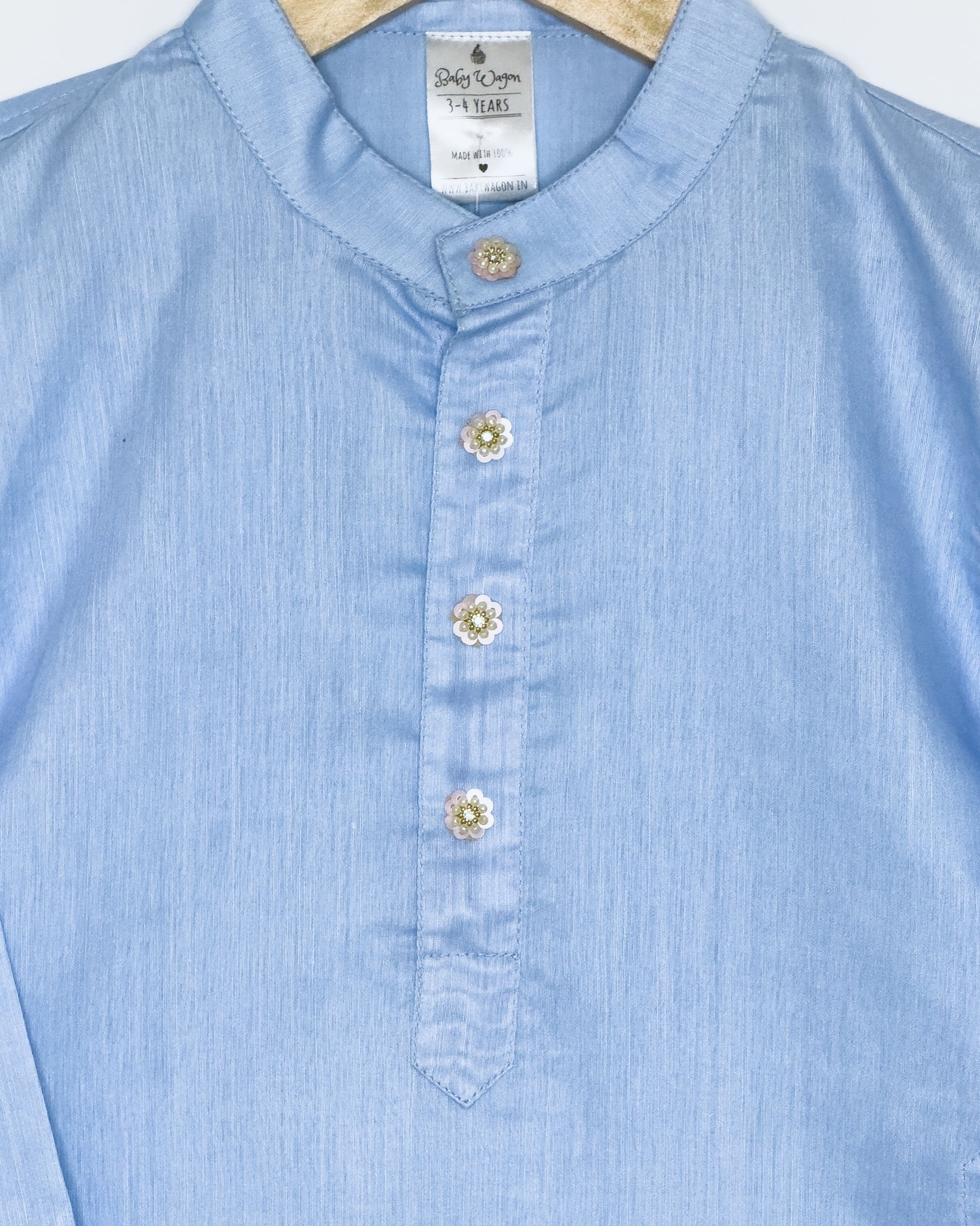 Blue Floral Chanderi Kurta