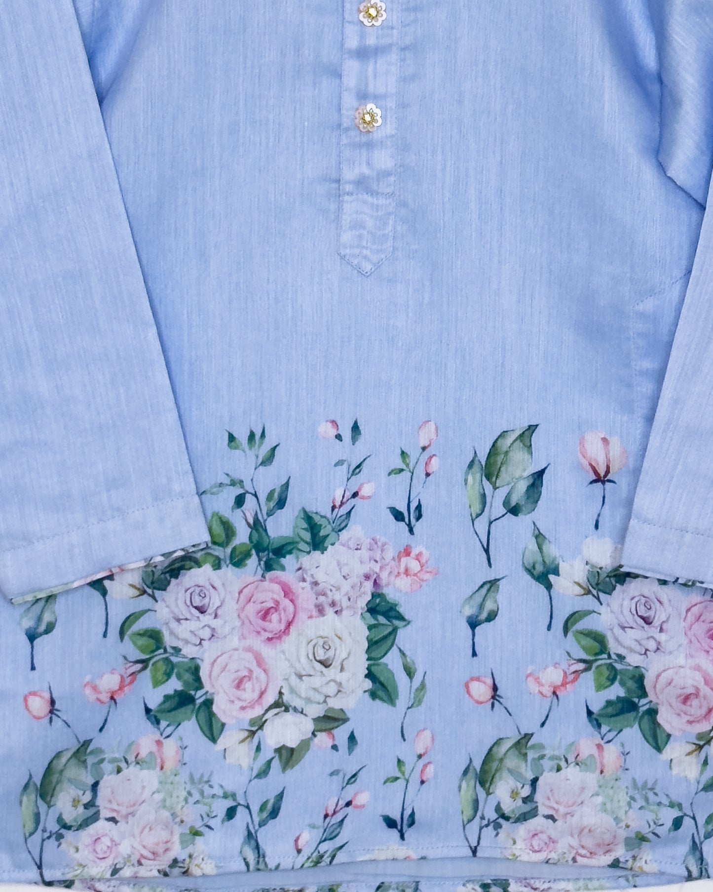 Blue Floral Chanderi Kurta