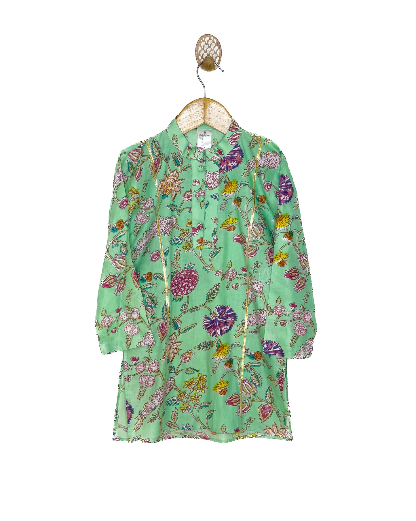 Sea Green Floral Jaal Kurta