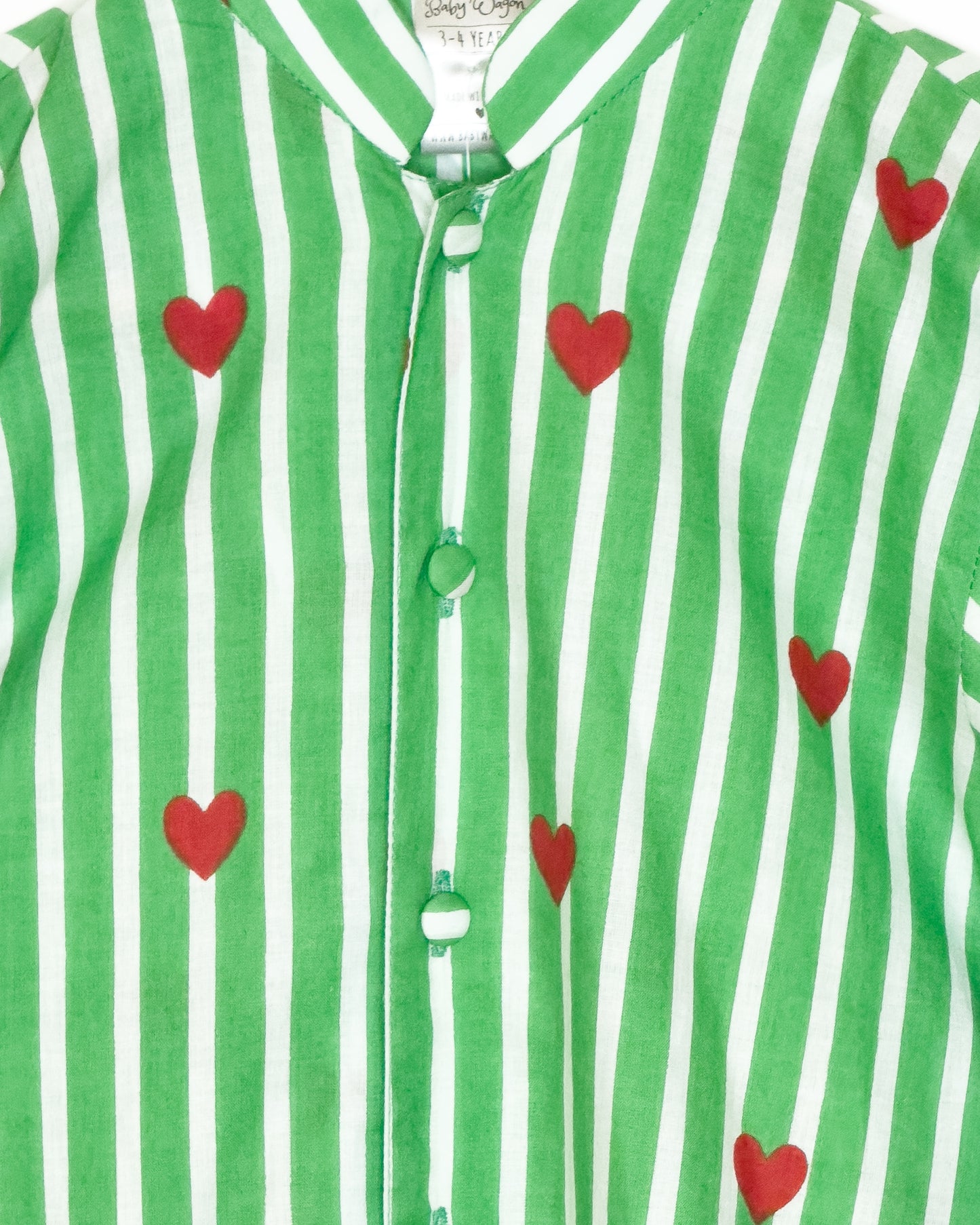 Green Stripe Heart Kurta