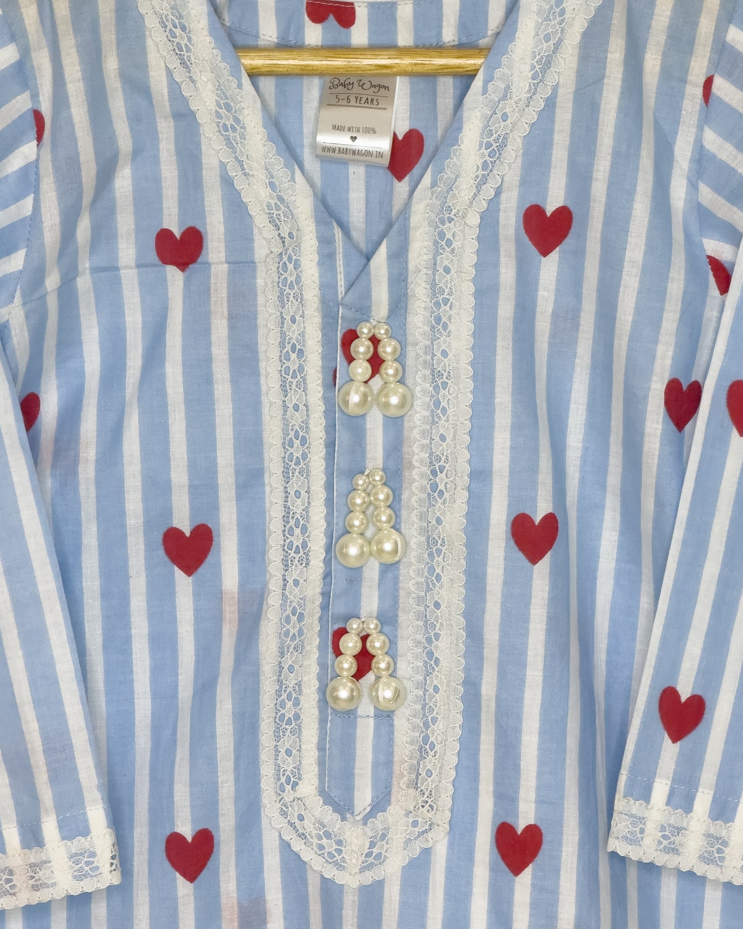 Blue Stripe Heart Dhoti Salwar Set